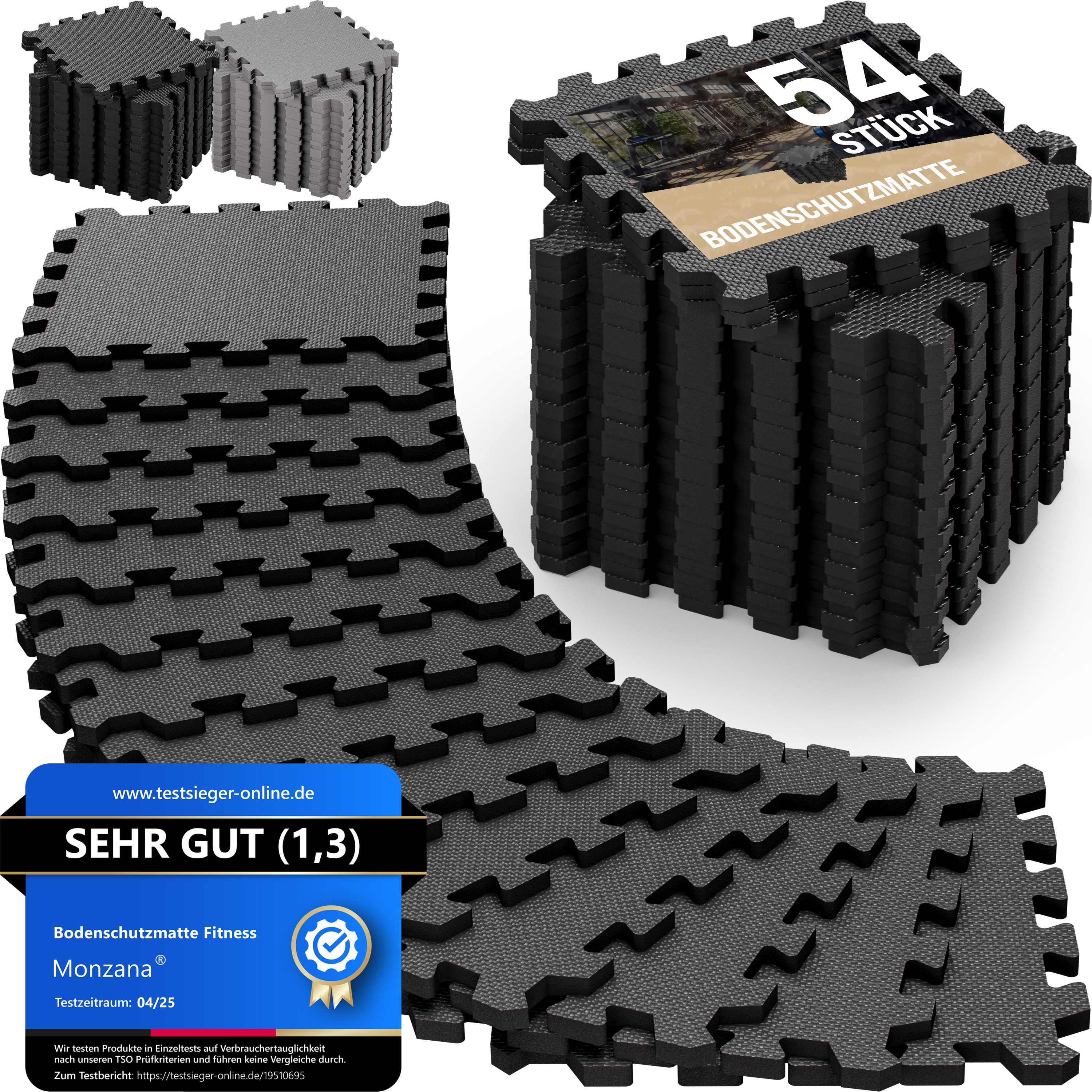 Bodenschutz-/Puzzlematten 54er-Set Schwarz 264x175x1cm Bodenschutz-/Puzzlematten 54er-Set Schwarz 264x175x1cm