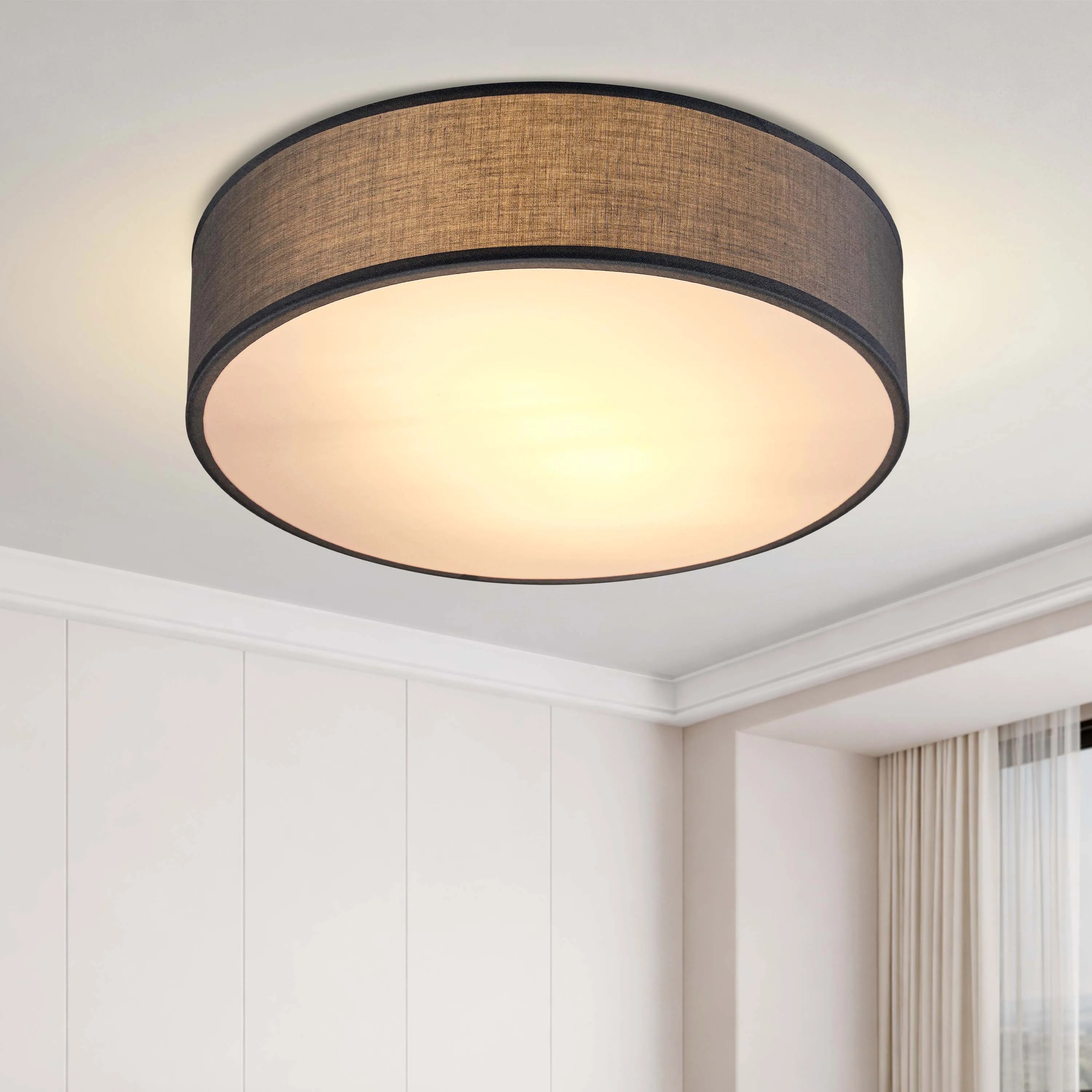 Deckenlampe Grau Stoff Ø38cm – Bild 2