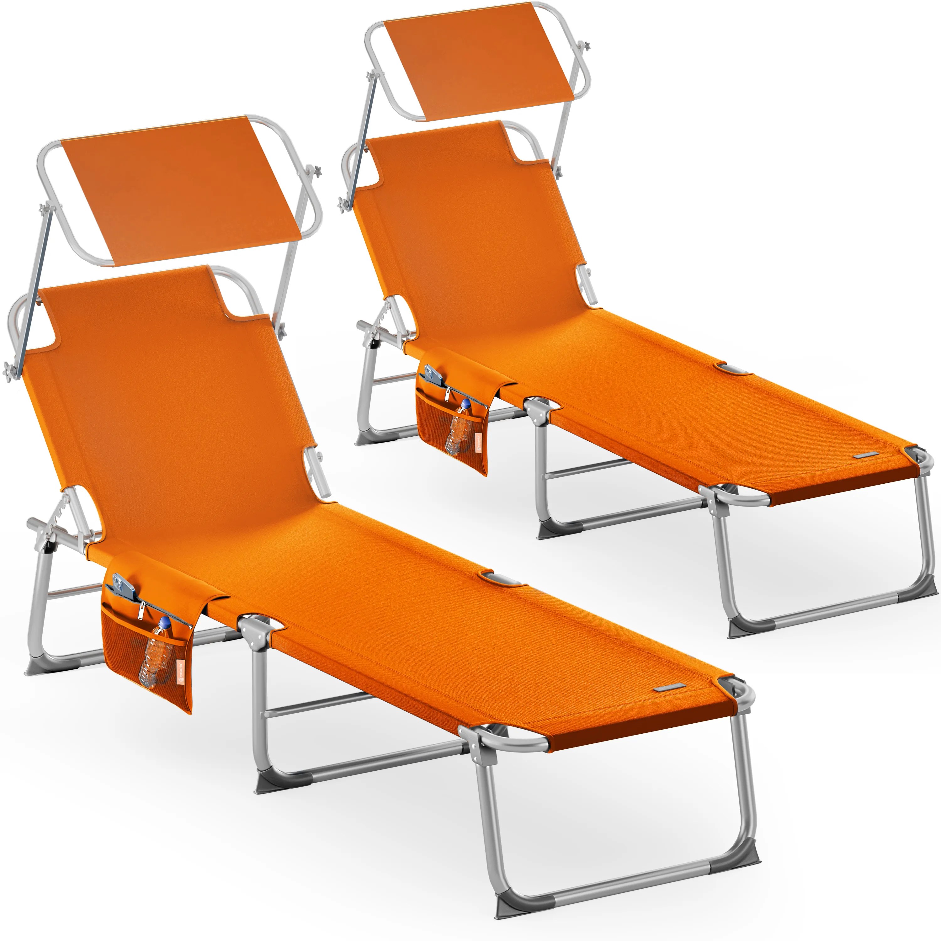 Sonnenliege Ibiza 2er-Set Orange Alu mit Sonnendach Sonnenliege Ibiza 2er-Set Orange Alu mit Sonnendach