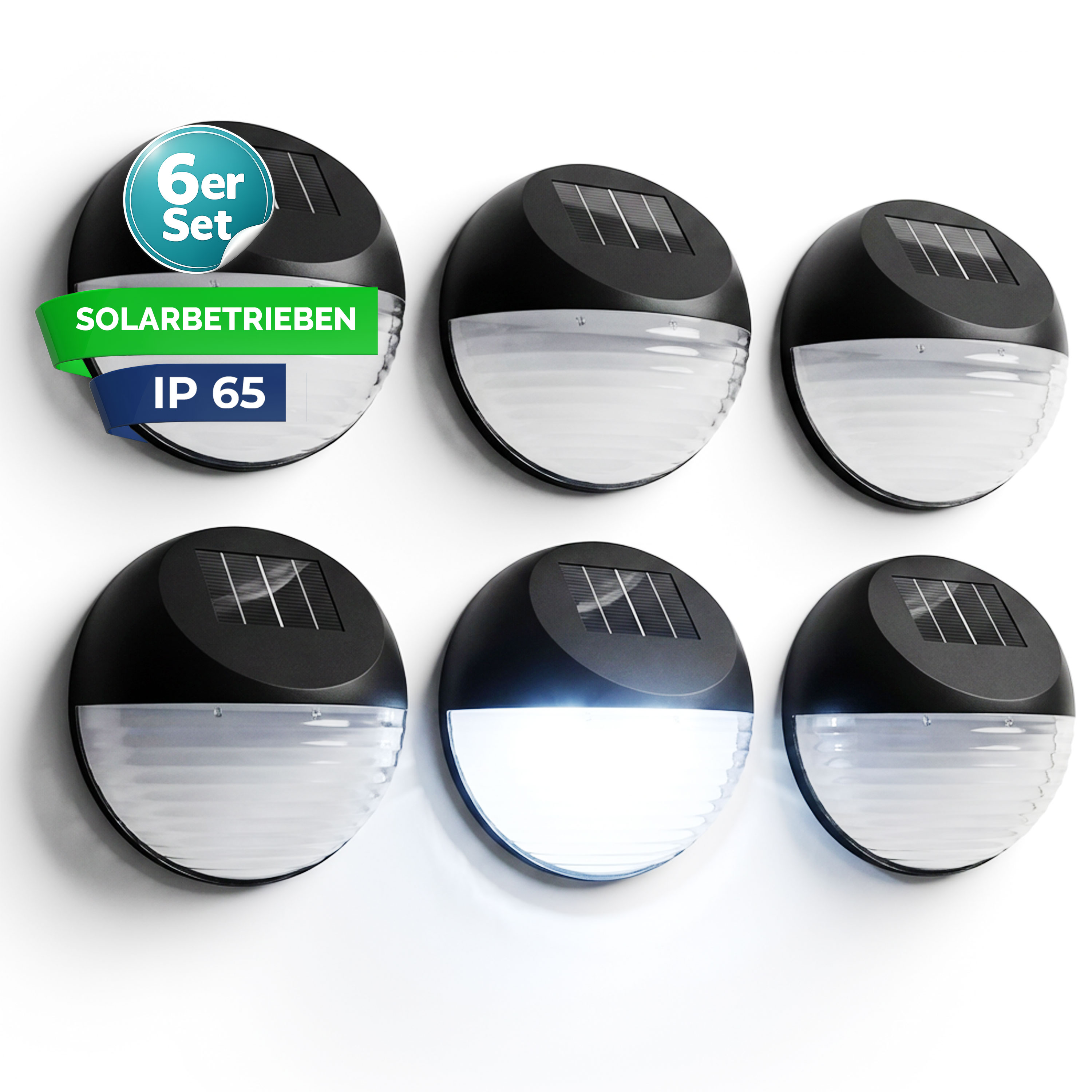 LED Solarwandleuchte 6er-Set Ø11cm – Bild 2