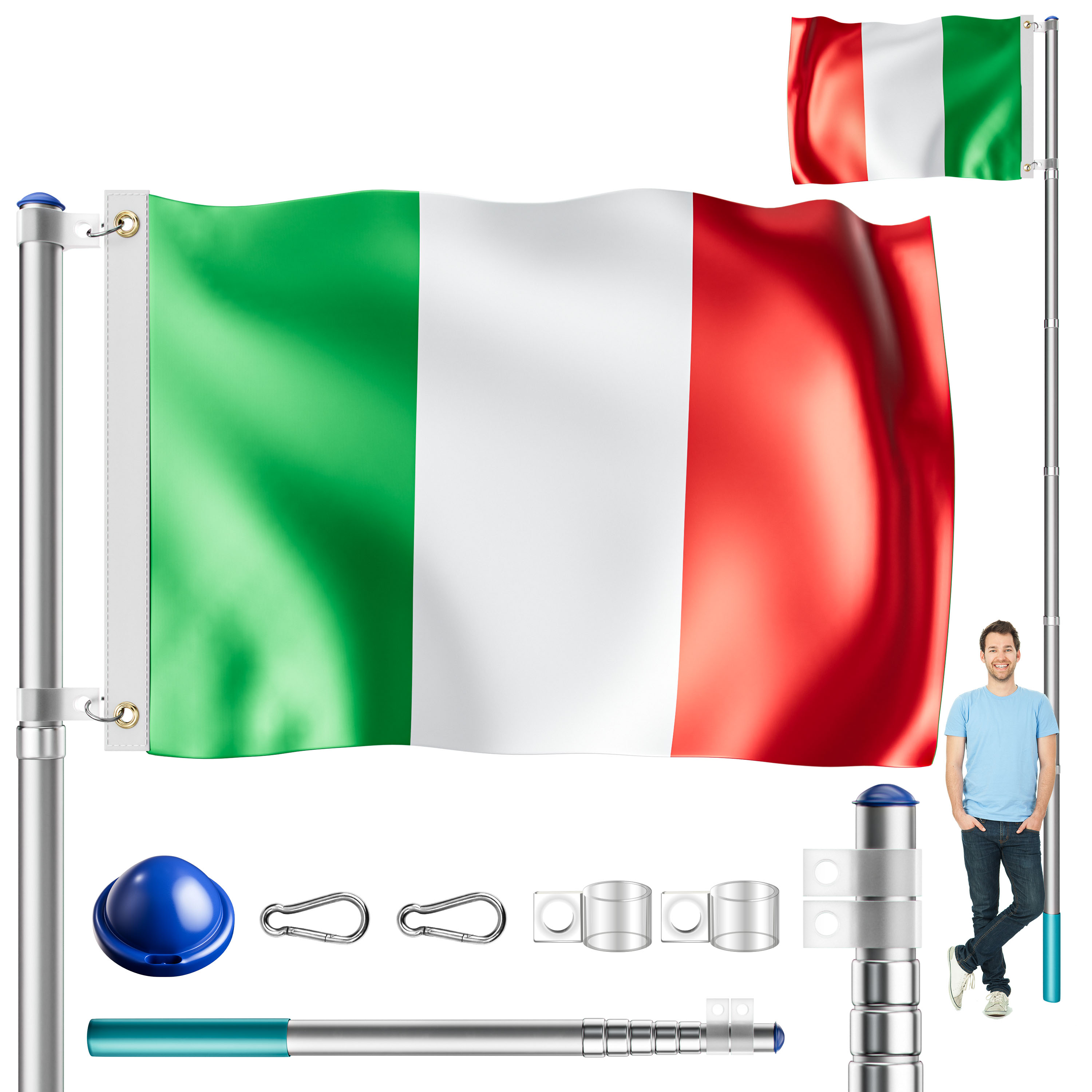 Fahnenmast Alu 630cm inkl Italien-Flagge Fahnenmast Alu 630cm inkl Italien-Flagge