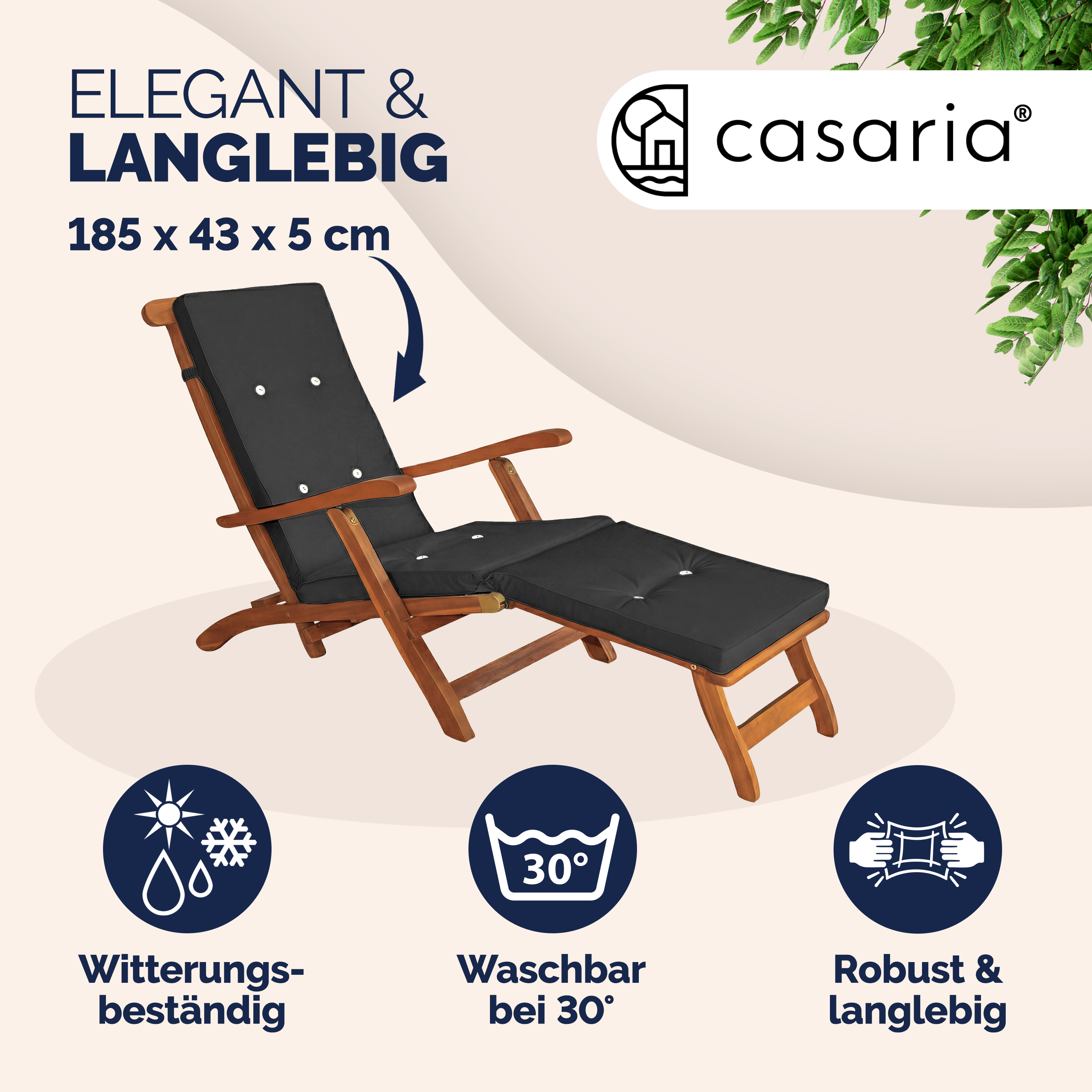 Auflage Sonnenliege Anthrazit 184,5x43x5cm – Bild 2