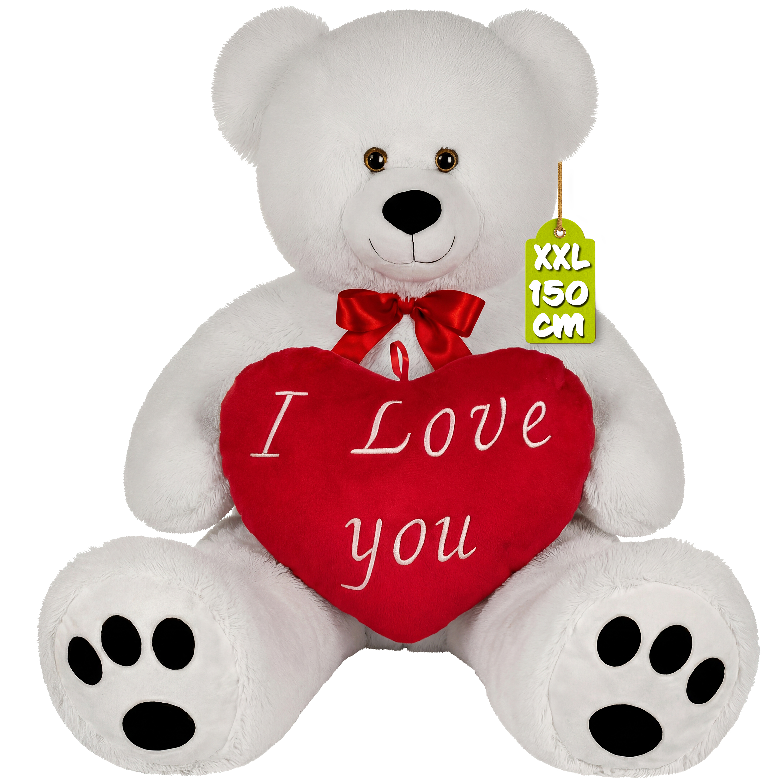 Plüschtier Teddybär Weiß 150cm inkl Herzkissen – Bild 2
