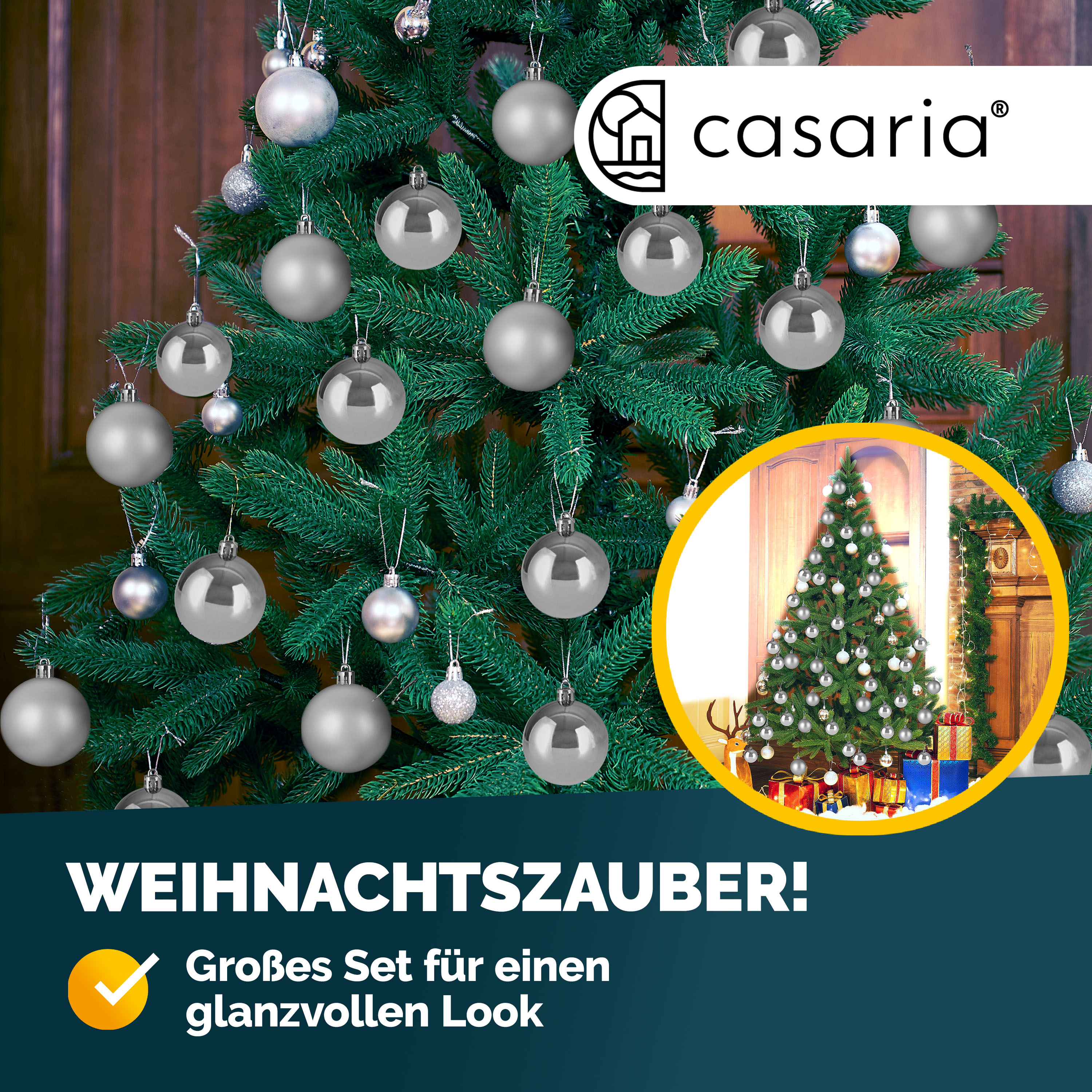 Weihnachtskugeln Silber 54-tlg in matt & glänzend – Bild 2