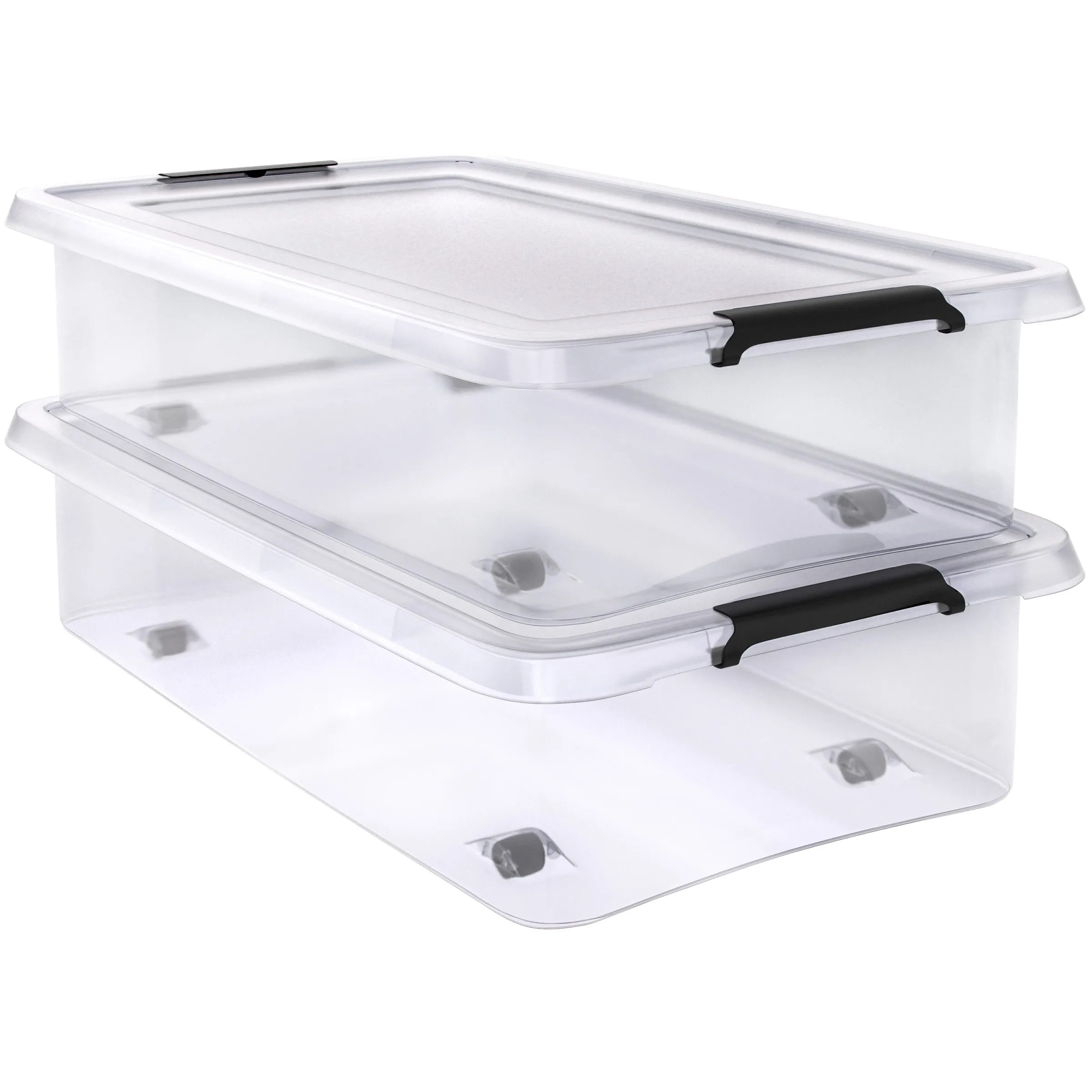 Aufbewahrungsbox 2er-Set Transparent 60x40x17cm 30L stapelbar Aufbewahrungsbox 2er-Set Transparent 60x40x17cm 30L stapelbar