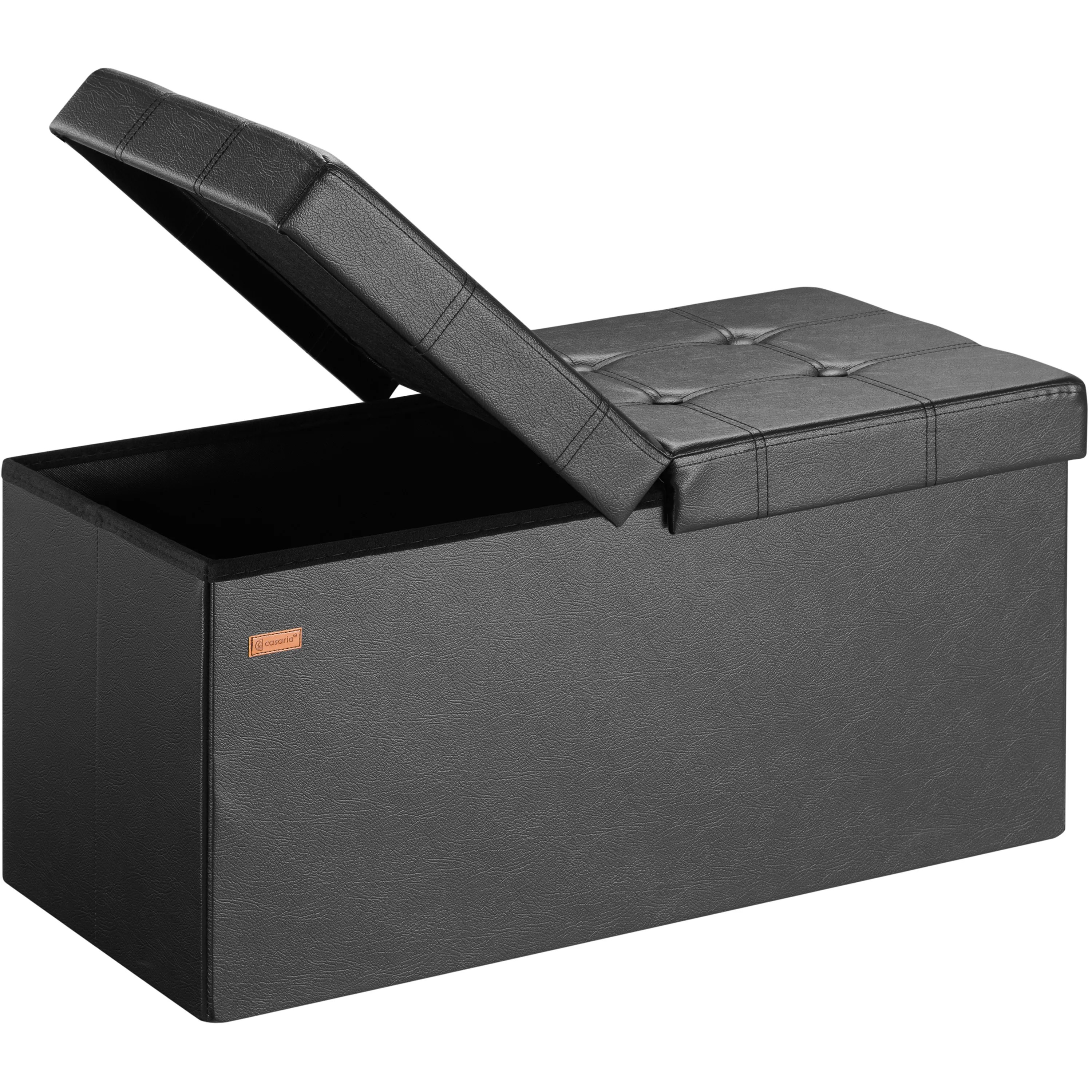 Sitzbank Schwarz 80x40x40cm mit Stauraum faltbar Sitzbank Schwarz 80x40x40cm mit Stauraum faltbar