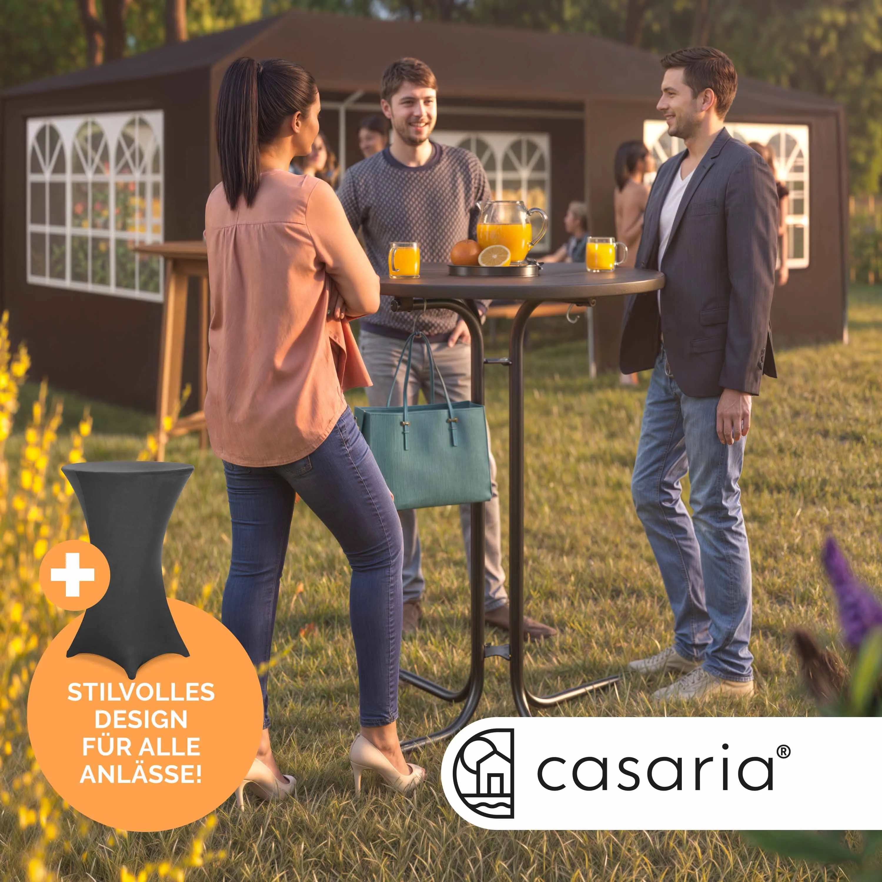 Stehtisch Grau 110x80cm + Stehtischhusse Anthrazit Ø80cm – Bild 2