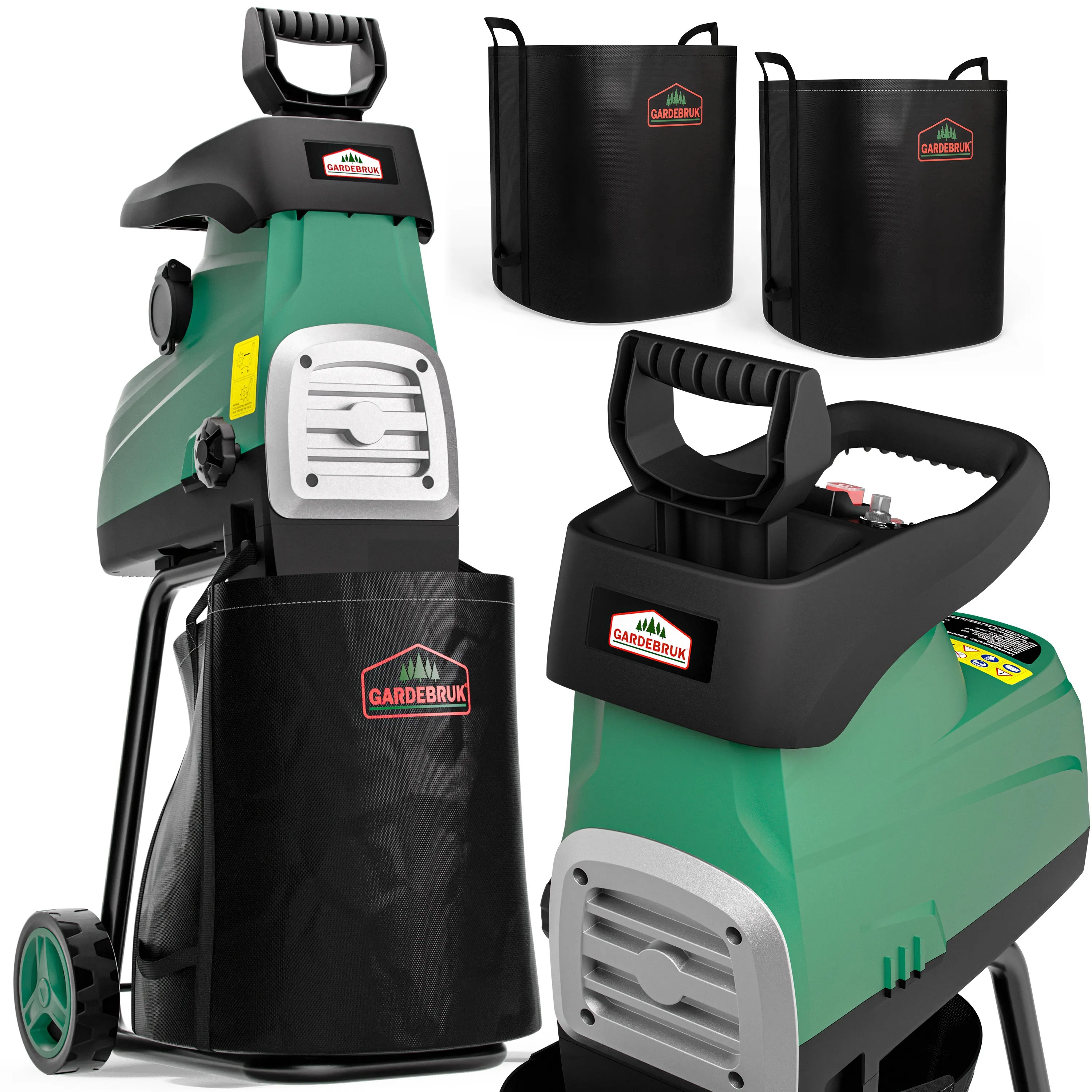 Häcksler leise für Äste bis 44mm 3100W 2x60L Sammelbeutel 17kg Häcksler leise für Äste bis 44mm 3100W 2x60L Sammelbeutel 17kg