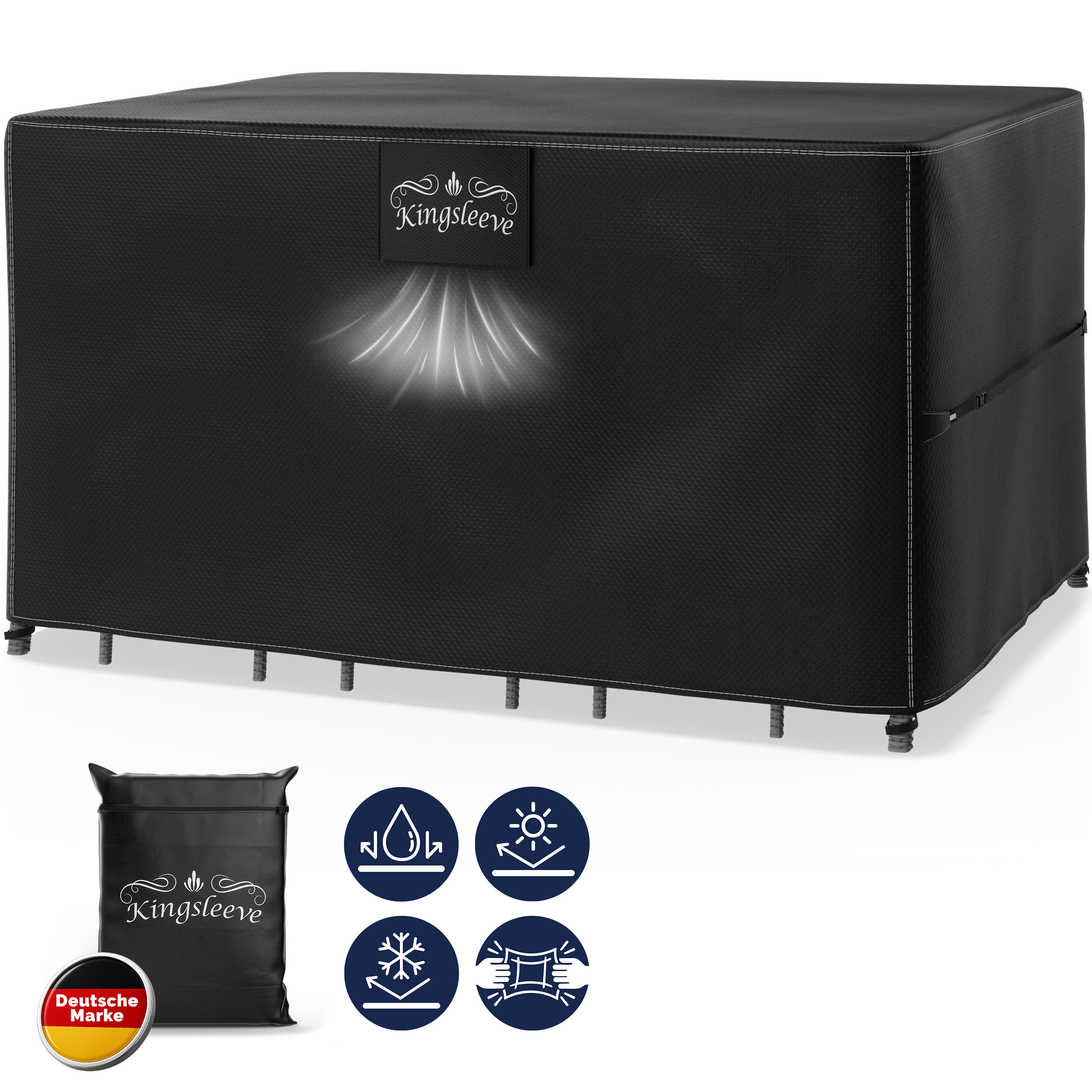 Abdeckplane Bartisch Anthrazit 187x120x86cm 9100mm Wassersäule – Bild 2