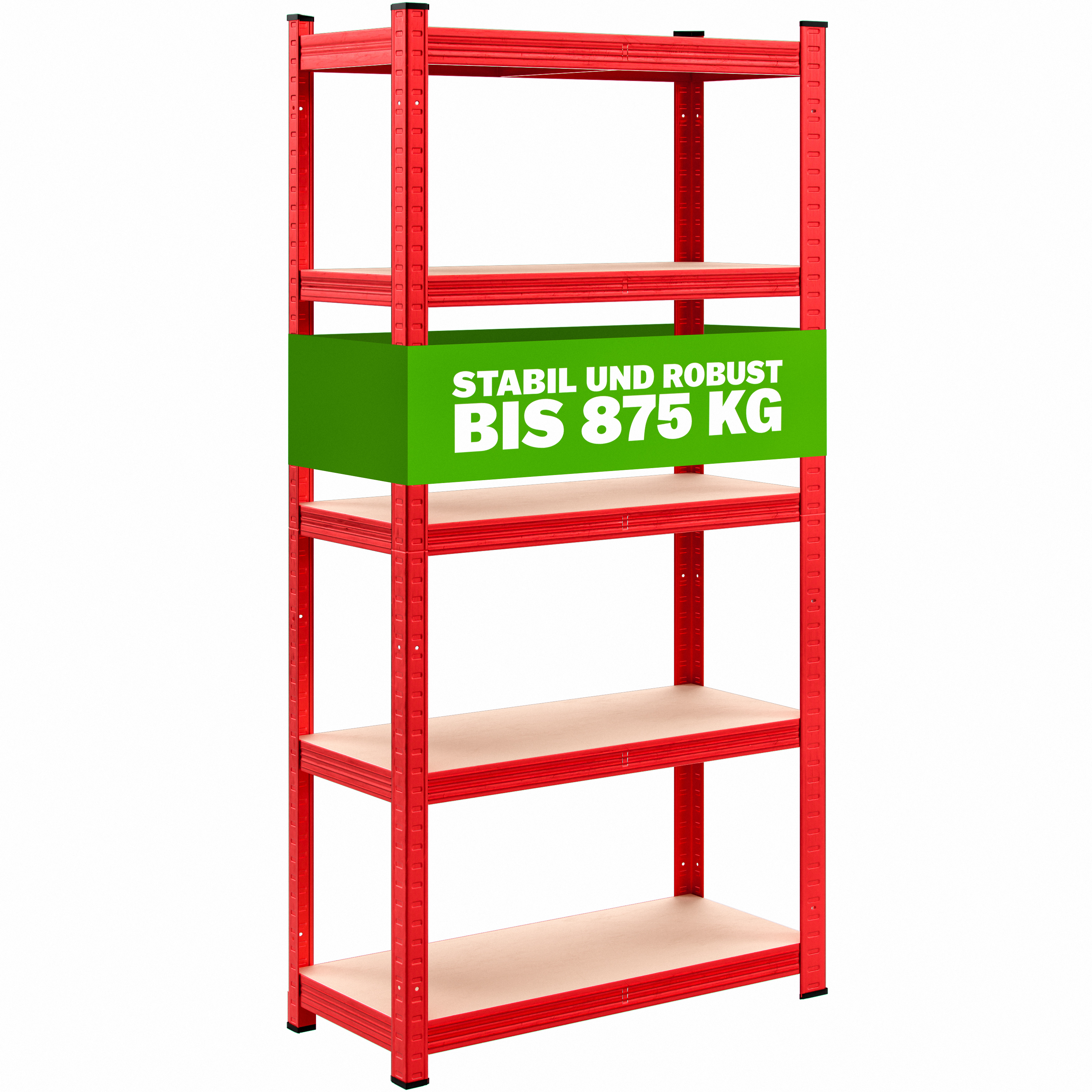 Schwerlastregal 2er-Set Rot 180x90x40cm pulverbeschichtet je 875kg – Bild 2