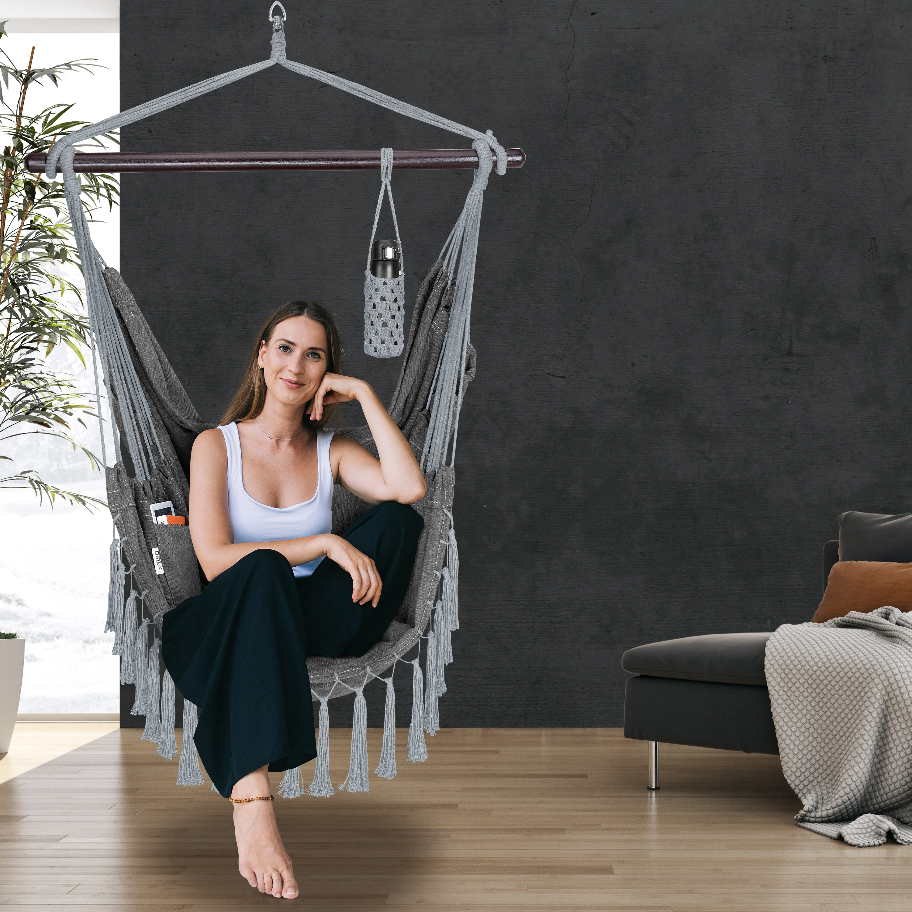 Hängesessel Anthrazit 170x100x150cm – Bild 2