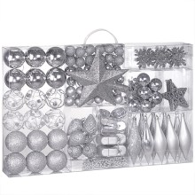 Weihnachtskugeln Silber 102-tlg in matt glänzend & glitzernd Weihnachtskugeln Silber 102-tlg in matt glänzend & glitzernd