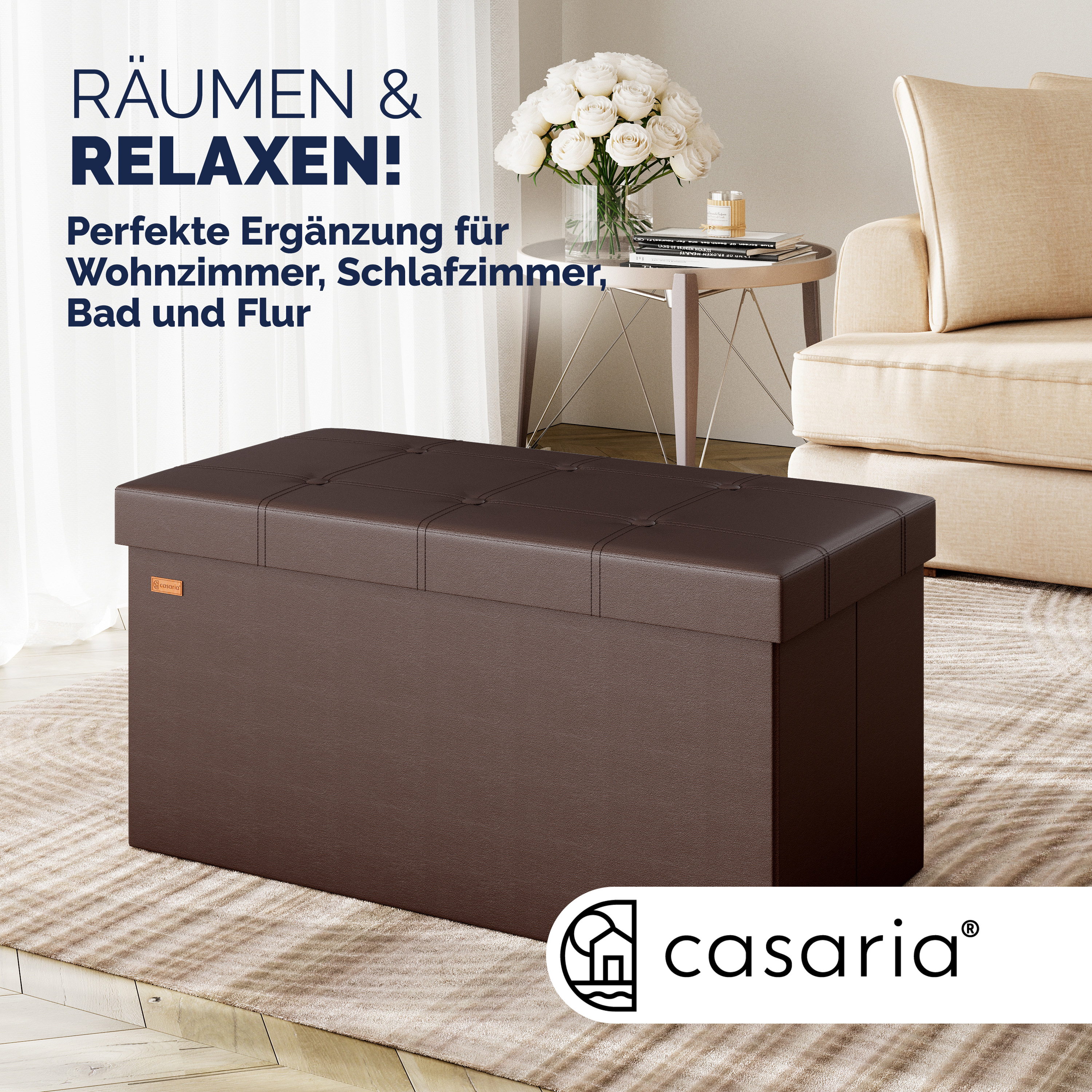 Sitzbank Braun 80x40x40cm MDF faltbar – Bild 2