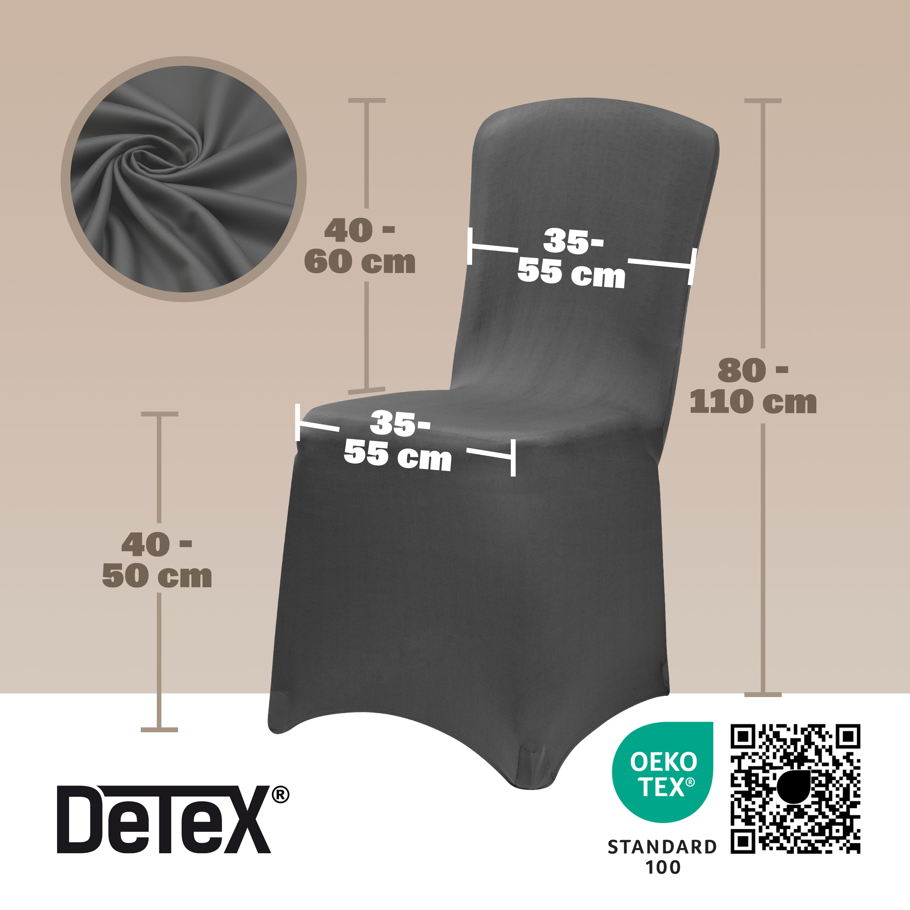 Stuhlhusse 4er-Set Anthrazit OEKO-TEX® – Bild 2