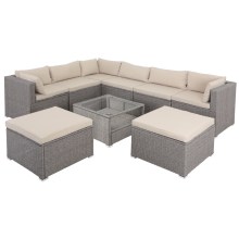 Polyrattan Ecklounge XXL Creme/Beige inkl Kissen Polyrattan Ecklounge XXL Creme/Beige inkl Kissen