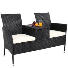 Polyrattan Kino Bank Schwarz 143x67x87cm Polyrattan Kino Bank Schwarz 143x67x87cm