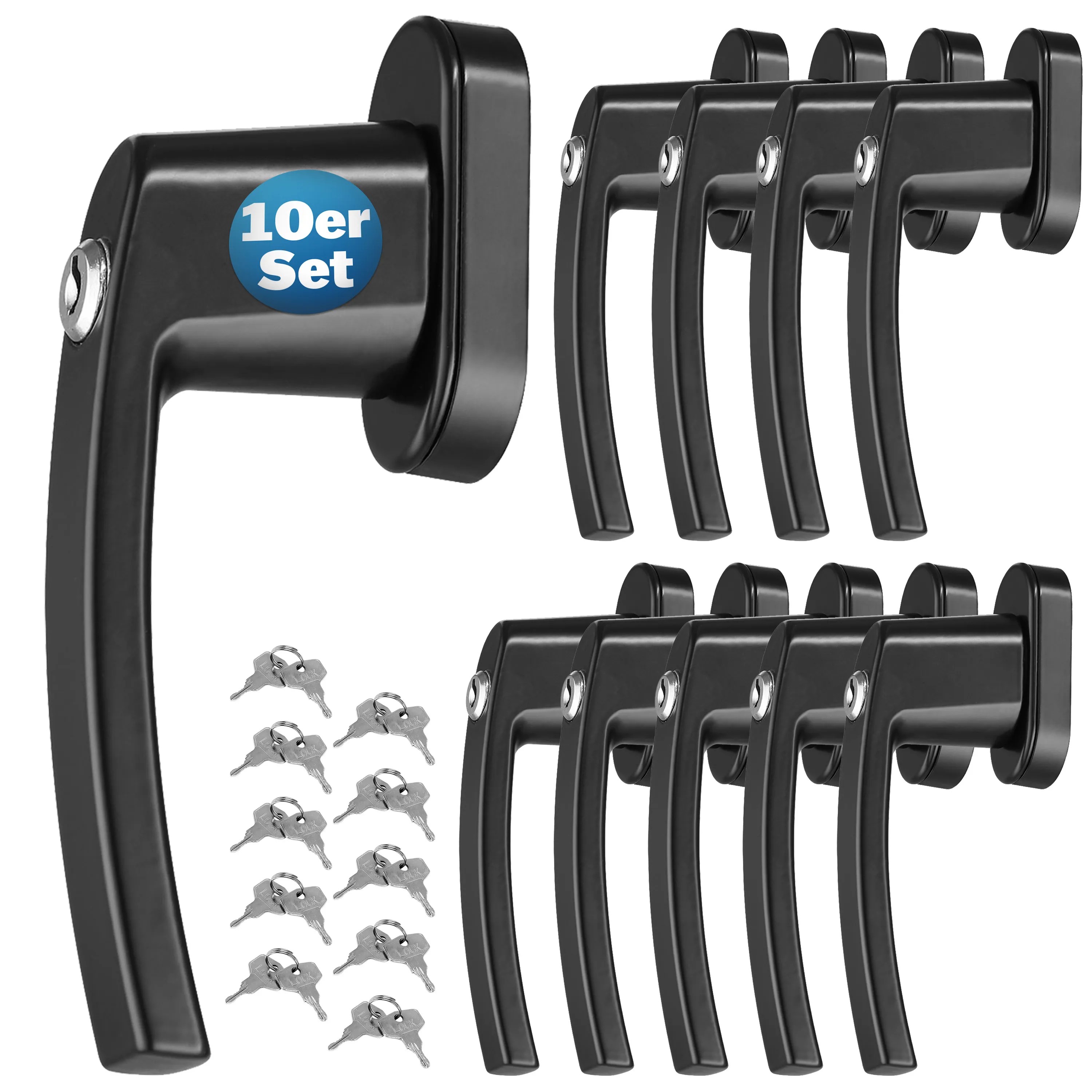 Fenstergriff 10er-Set Schwarz abschließbar Fenstergriff 10er-Set Schwarz abschließbar