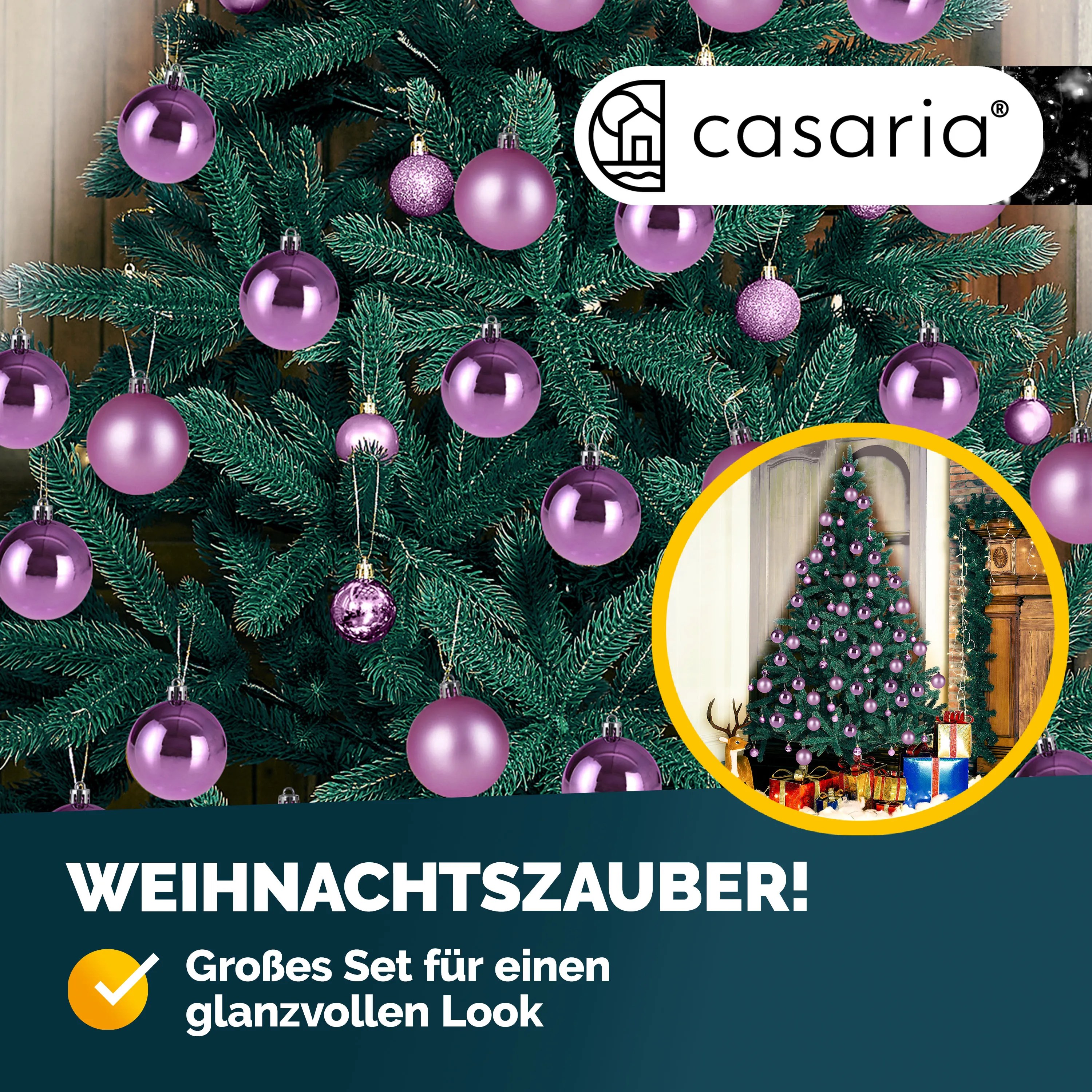 Weihnachtskugeln Rosa 54-tlg in matt & glänzend – Bild 2