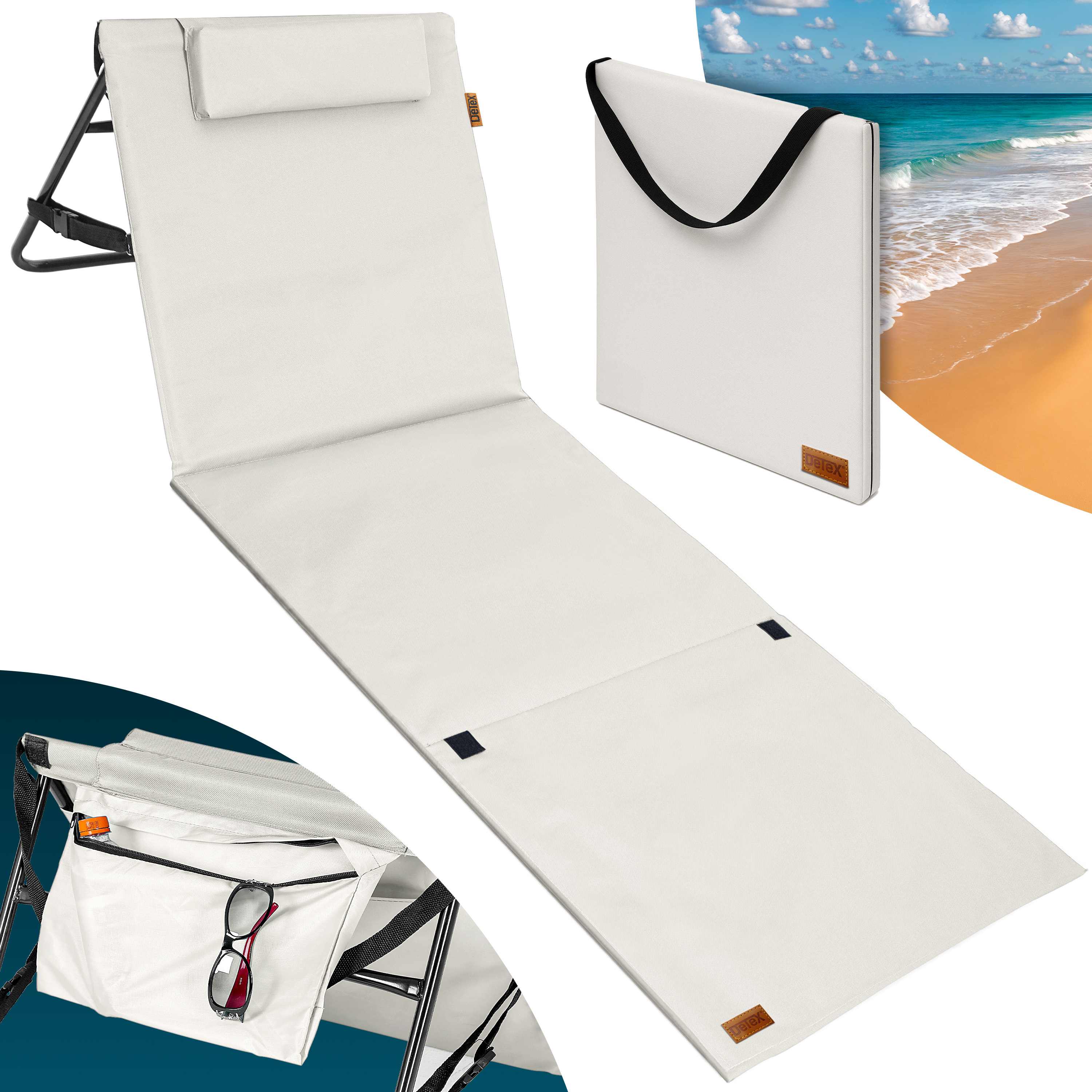 Strandmatte Beige 158x56x46cm gepolstert Strandmatte Beige 158x56x46cm gepolstert