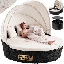 Polyrattan Sonneninsel Schwarz/Creme Ø185cm Polyrattan Sonneninsel Schwarz/Creme Ø185cm