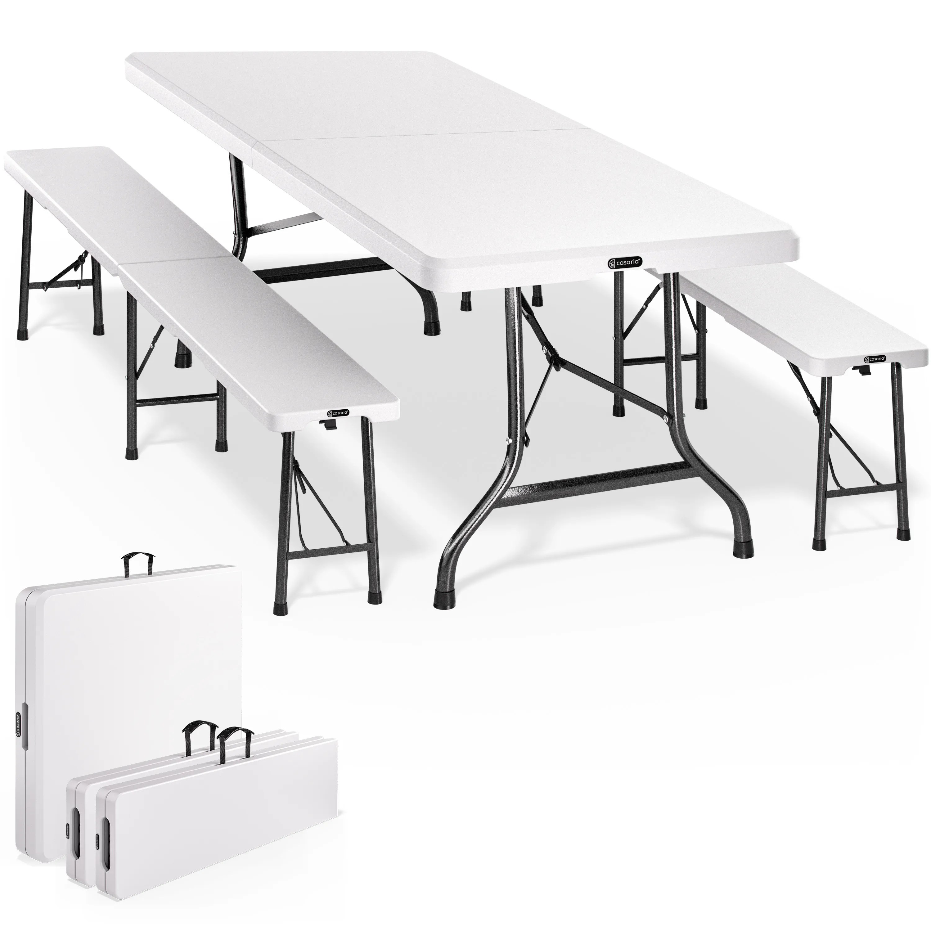 Bierzeltgarnitur 3-tlg Kunststoff Weiß 183cm Bierzeltgarnitur 3-tlg Kunststoff Weiß 183cm