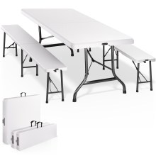 Bierzeltgarnitur 3-tlg Kunststoff Weiß 183cm Bierzeltgarnitur 3-tlg Kunststoff Weiß 183cm