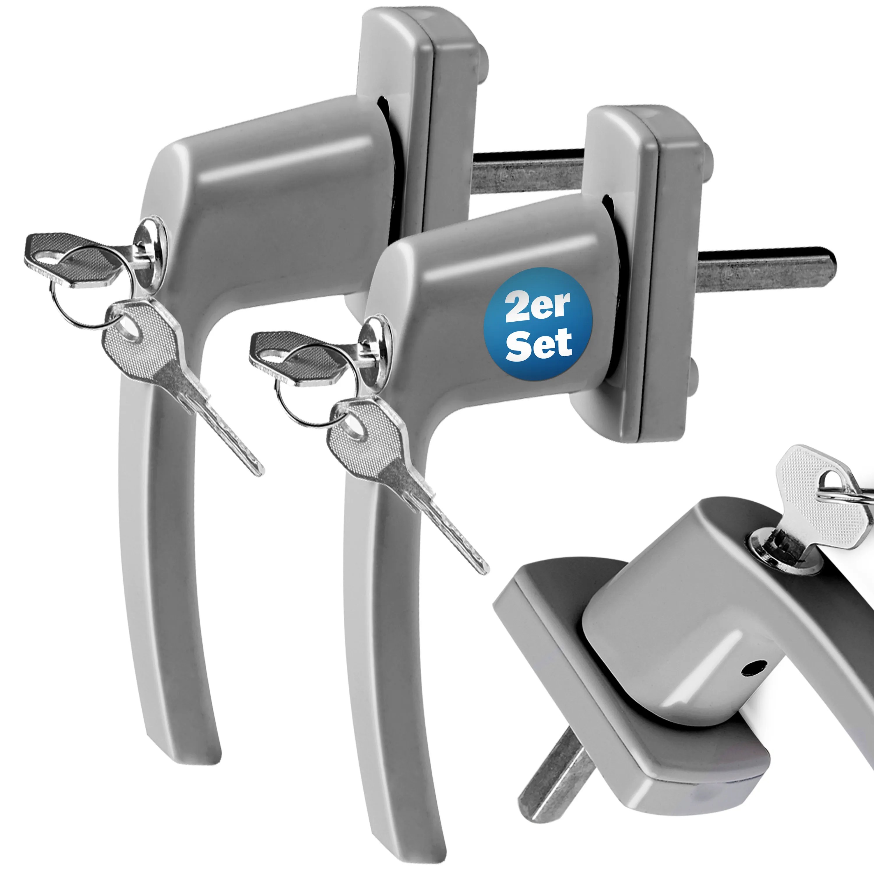 Fenstergriff 2er-Set Silber abschließbar Fenstergriff 2er-Set Silber abschließbar