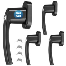 Fenstergriff 4er-Set Schwarz abschließbar Fenstergriff 4er-Set Schwarz abschließbar