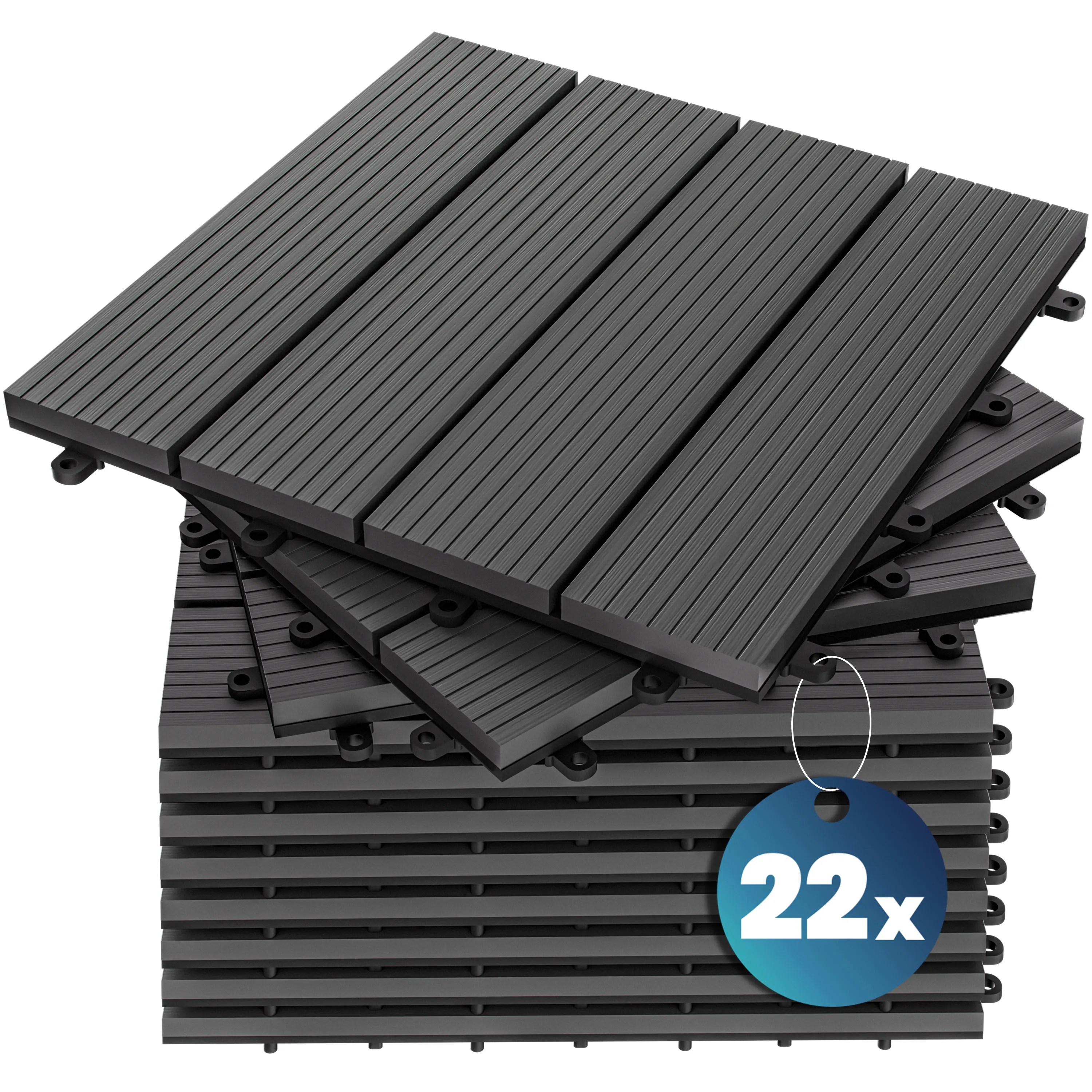 WPC Fliesen 22er-Set Klassik Anthrazit - 30x30cm WPC Fliesen 22er-Set Klassik Anthrazit - 30x30cm
