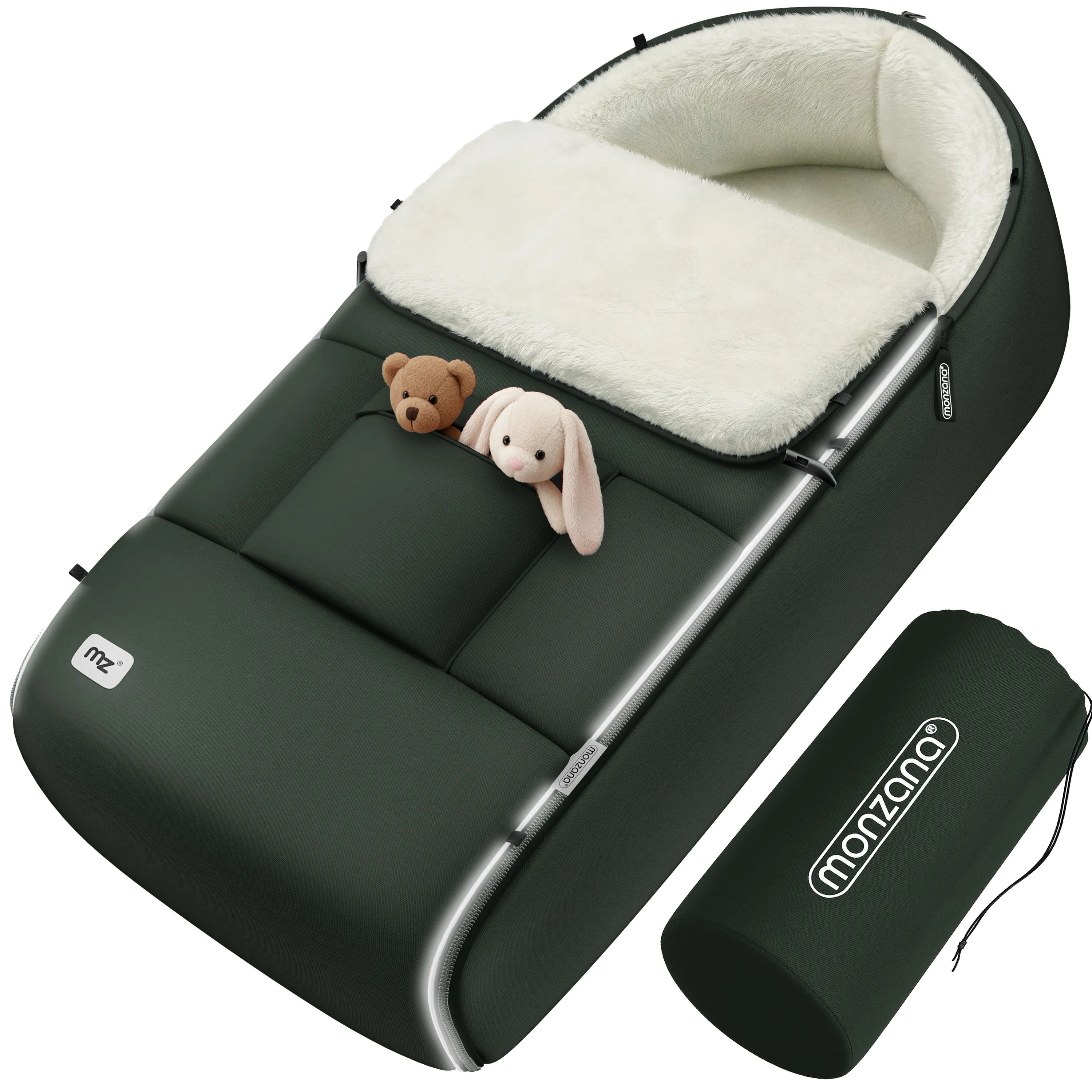 Babyfußsack Grau-Grün gefüttert Kinderwagen geeignet Babyfußsack Grau-Grün gefüttert Kinderwagen geeignet