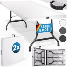Gartentisch 2er-Set Weiß Kunststoff 183x76x74cm klappbar Gartentisch 2er-Set Weiß Kunststoff 183x76x74cm klappbar