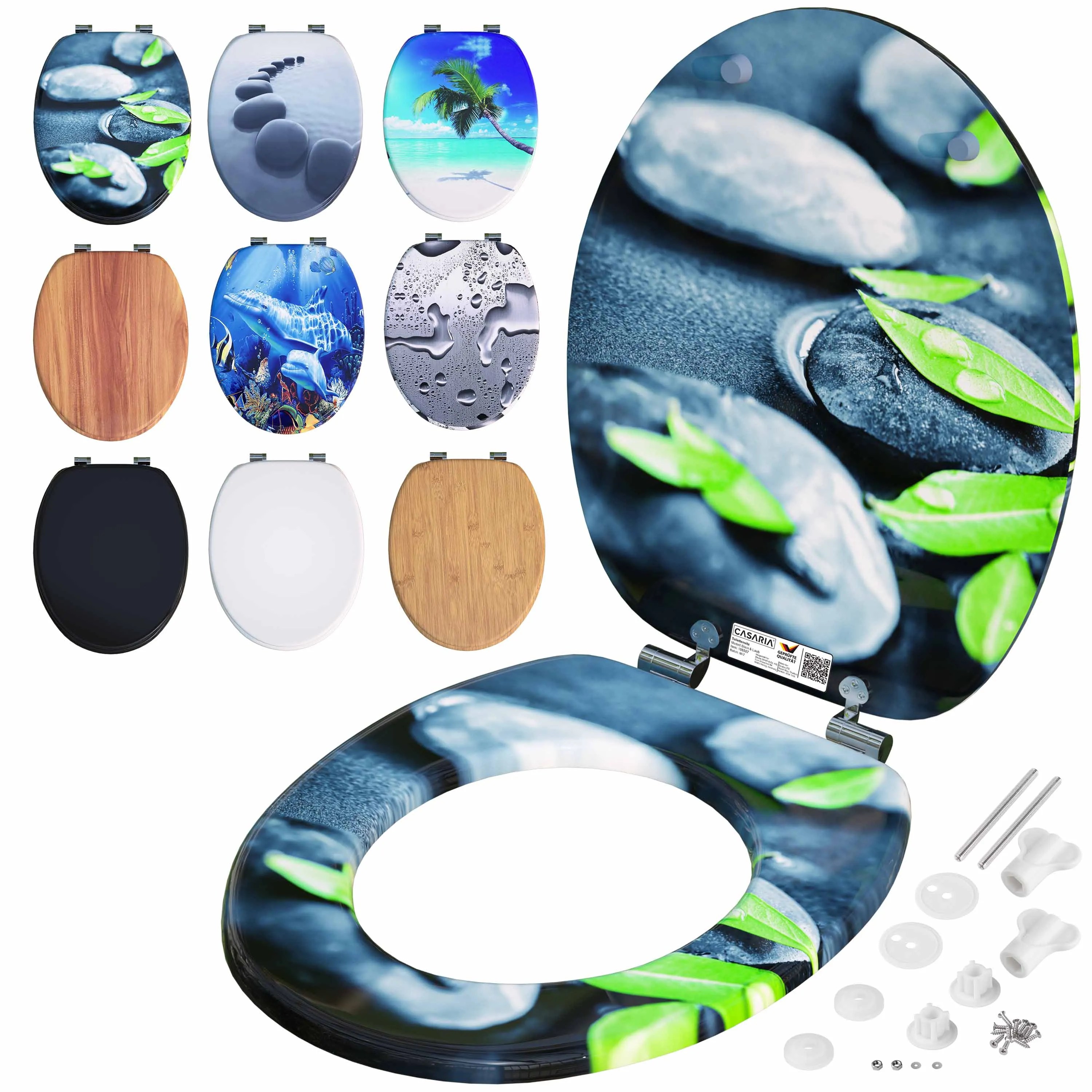 Toilettensitz Stein und Laub mit Absenkautomatik Toilettensitz Stein und Laub mit Absenkautomatik