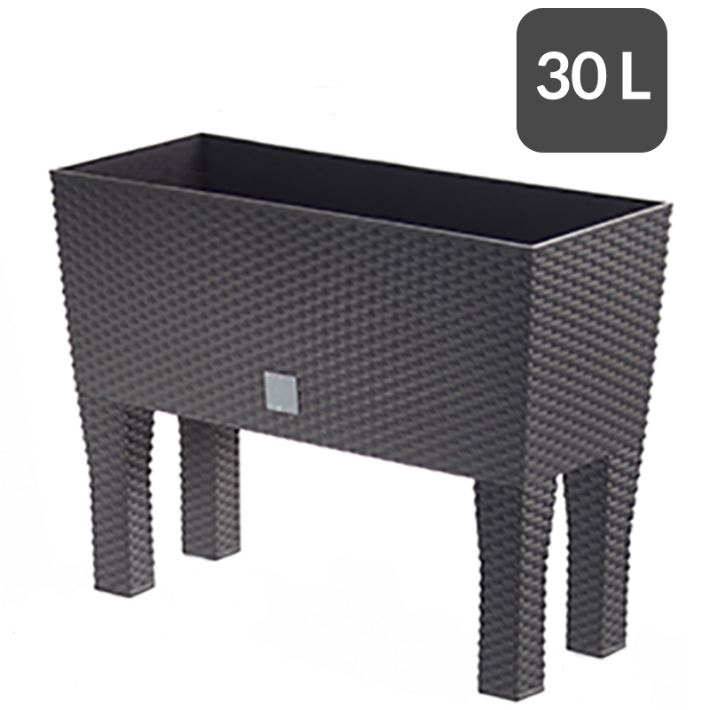 Hochbeet Polyrattanoptik Anthrazit 60x25x46cm Bewässerungssystem – Bild 2