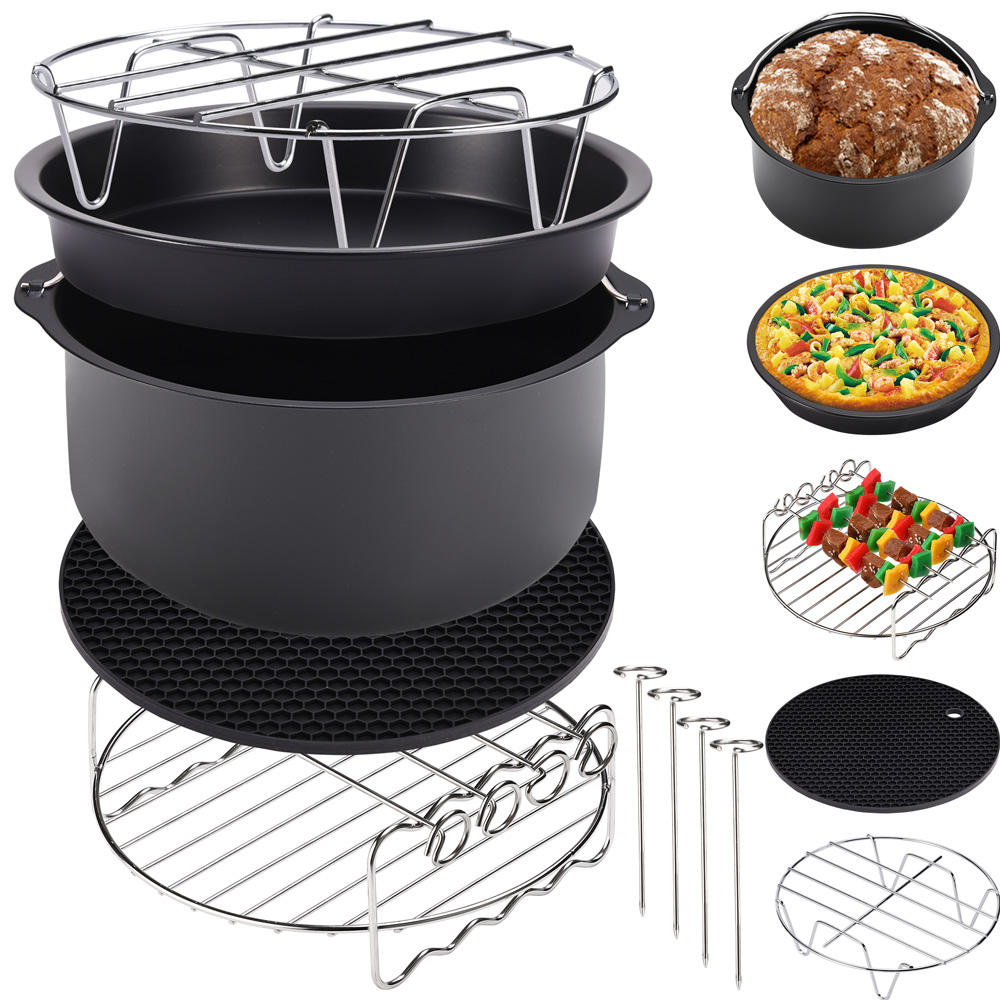 Heißluftfritteuse 9in1 Schwarz 1850W mit 9-tlg Zubehör – Bild 2