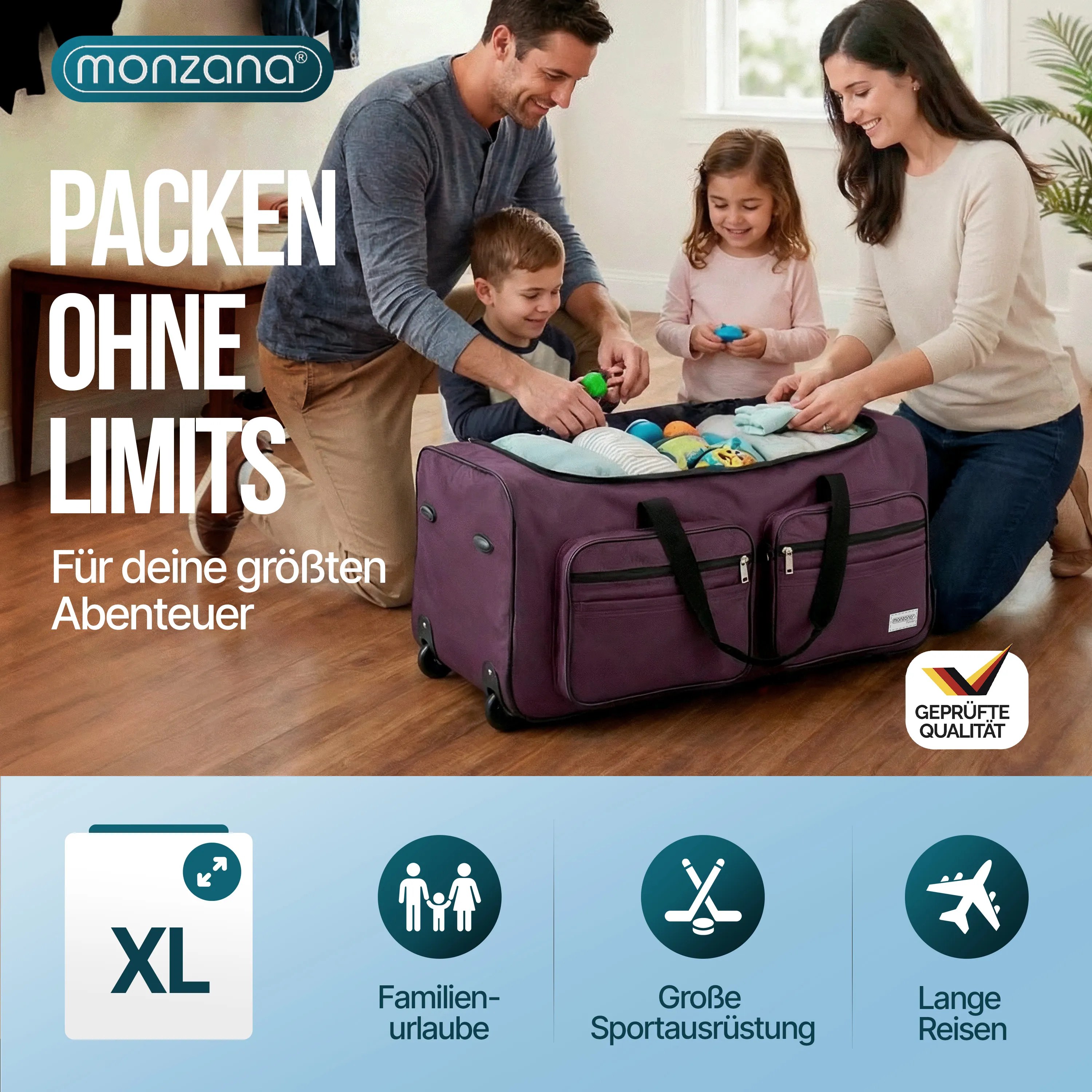 Rollenreisetasche Violett 85L – Bild 2