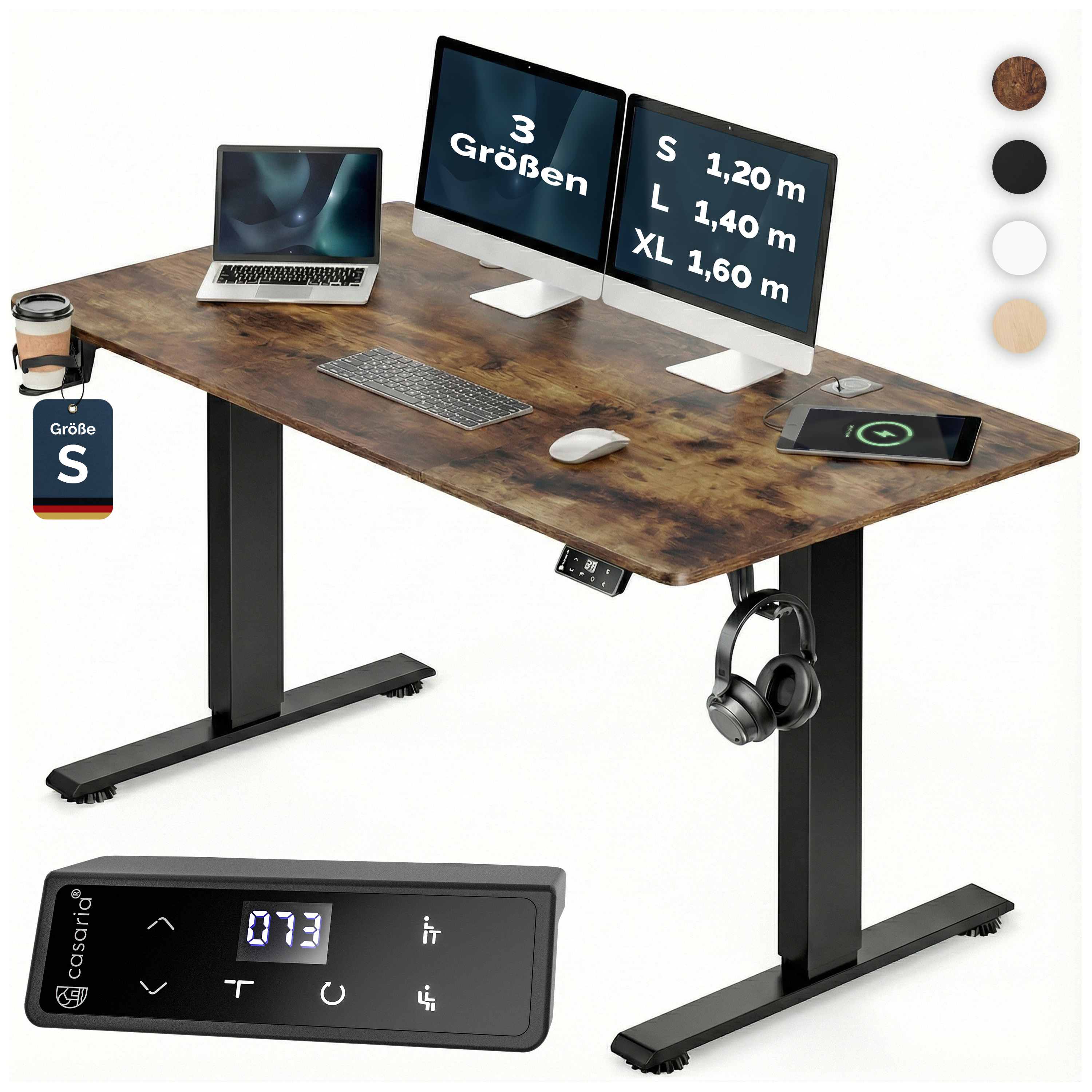 Höhenverstellbarer Schreibtisch Braun 120x60x72-117cm – Bild 2