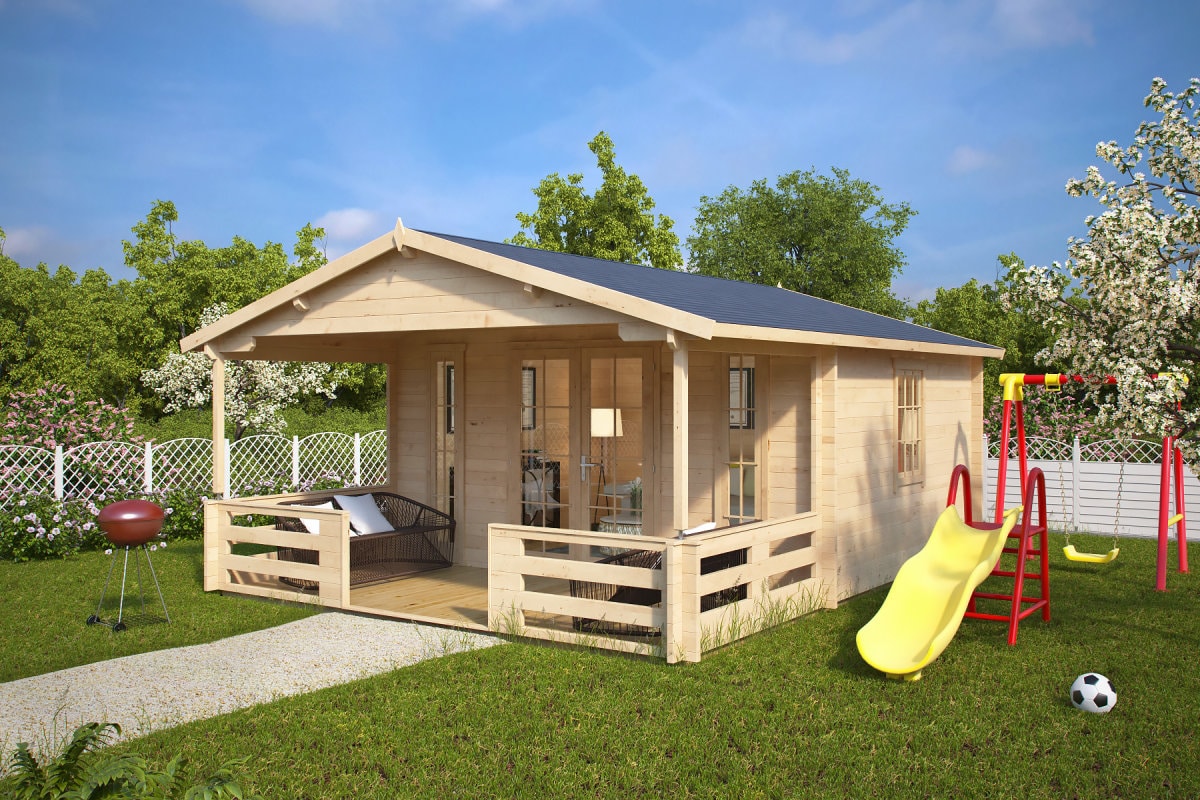 Gartenhaus mit Veranda “Henry” 4x6m Gartenhaus mit Veranda “Henry” 4x6m