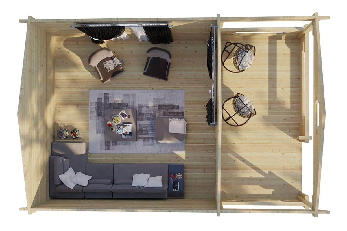 Gartenhaus mit Veranda “Armin XL” 5x8m | Großes Gartenhaus mit Veranda | Gartenhaus mit Terrasse und Terrassenüberdachung – Bild 2