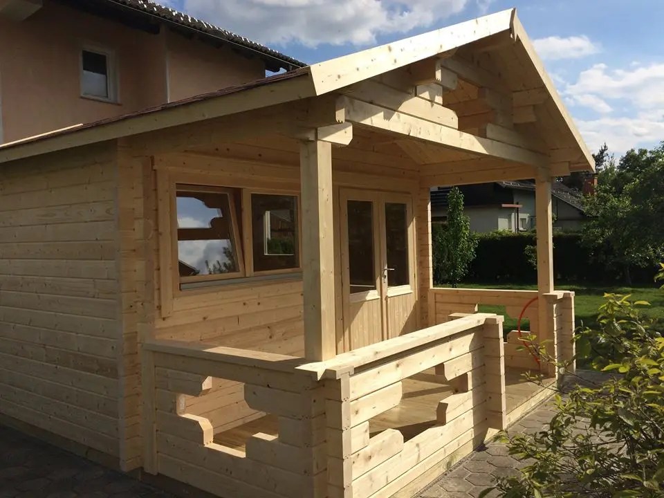 Gartenhaus mit Veranda “Sommerland A” 4x5m | Gartenhaus mit Veranda 4x4m | Gartenhaus mit Terrasse und Terrassenüberdachung – Bild 2