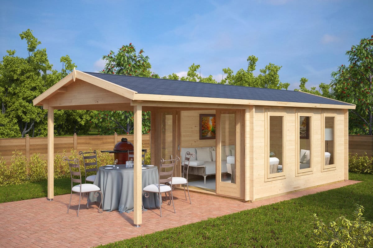 Gartenhaus mit Vordach “Eva E” 7x3m Gartenhaus mit Vordach “Eva E” 7x3m