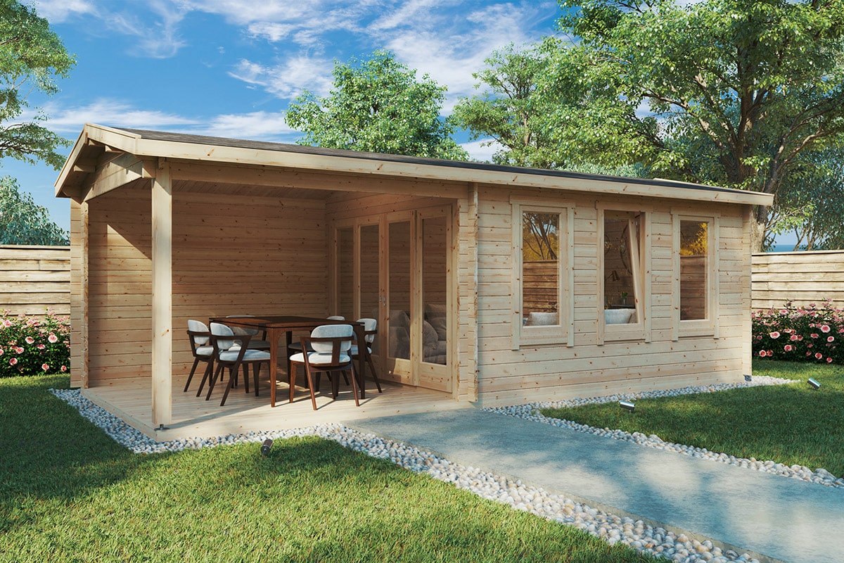 Gartenhaus mit Terrasse “Eva E” 7x3m Gartenhaus mit Terrasse “Eva E” 7x3m