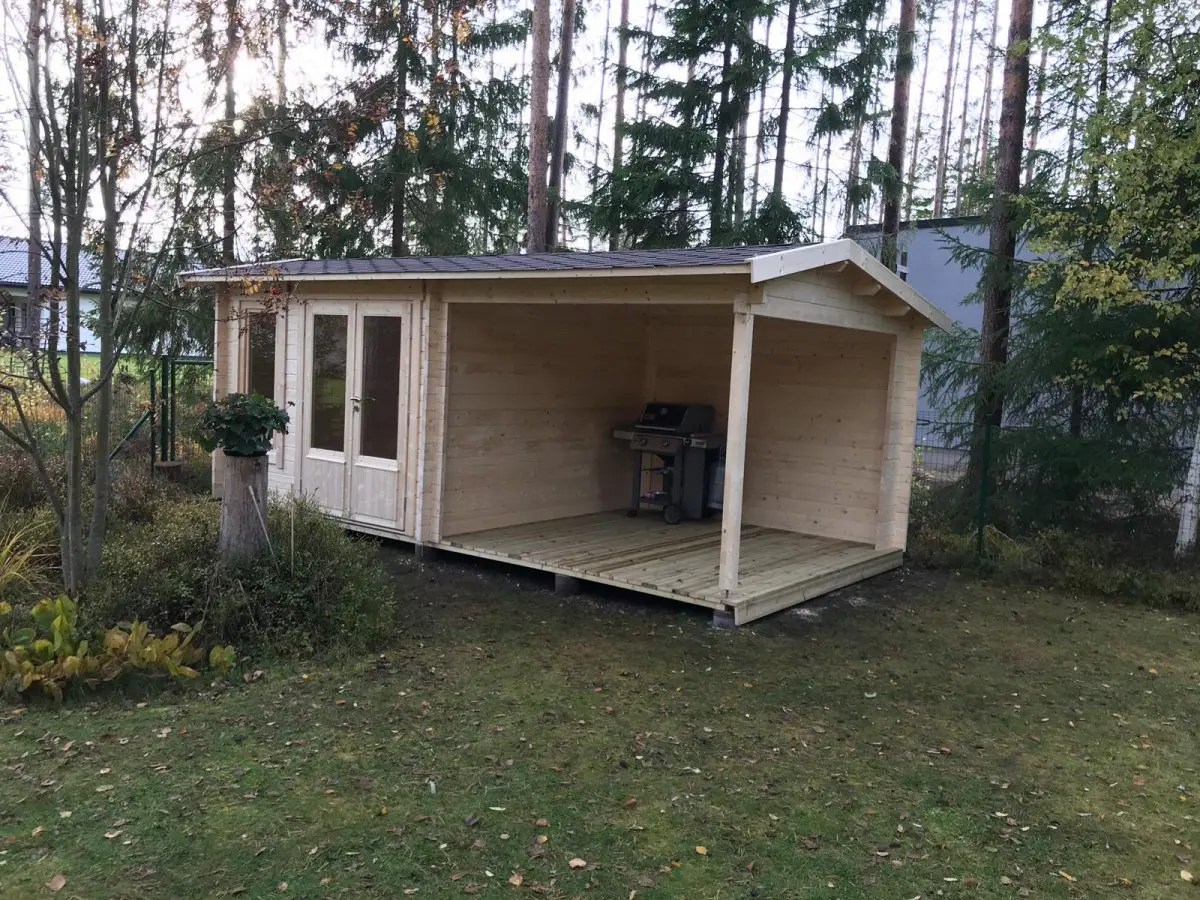 Gartenhaus mit Terrasse “Nora D” 6x3m | Gartenhaus mit Veranda 3x6m aus hochwertigem Fichtenholz | Geräumige Gartenterrasse – Bild 2