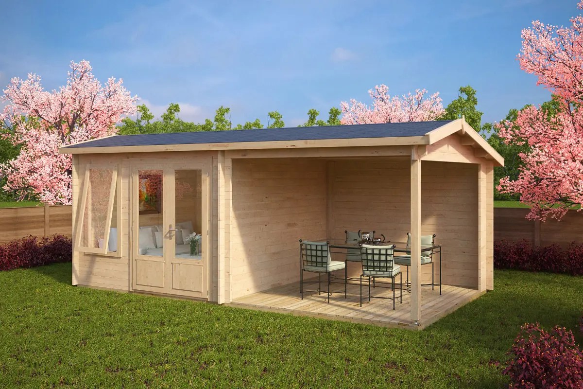 Gartenhaus mit Terrasse “Nora D” 6x3m Gartenhaus mit Terrasse “Nora D” 6x3m