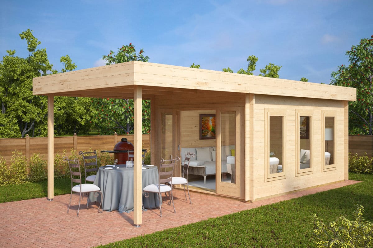 Gartenhaus mit Sonnendach “Jacob E” 7x4m Gartenhaus mit Sonnendach “Jacob E” 7x4m