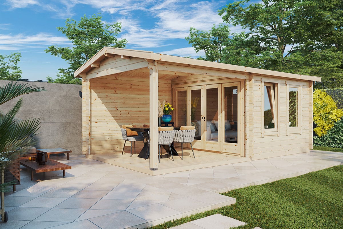 Gartenhaus mit Terrasse “Nora E” 6x3m Gartenhaus mit Terrasse “Nora E” 6x3m