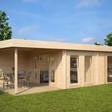 Gartenhaus mit Schuppen und Terrasse “Rio” 9x4m Gartenhaus mit Schuppen und Terrasse “Rio” 9x4m