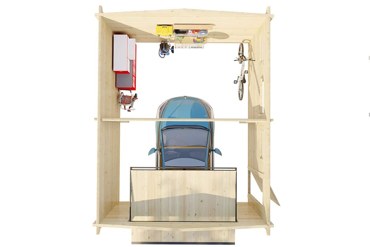 Große Fertiggarage mit Schwingtor “Deluxe B” 4x5m | Garage mit Schwingtor aus Holz | Holzgarage als Bausatz | Fertiggarage kaufen – Bild 2