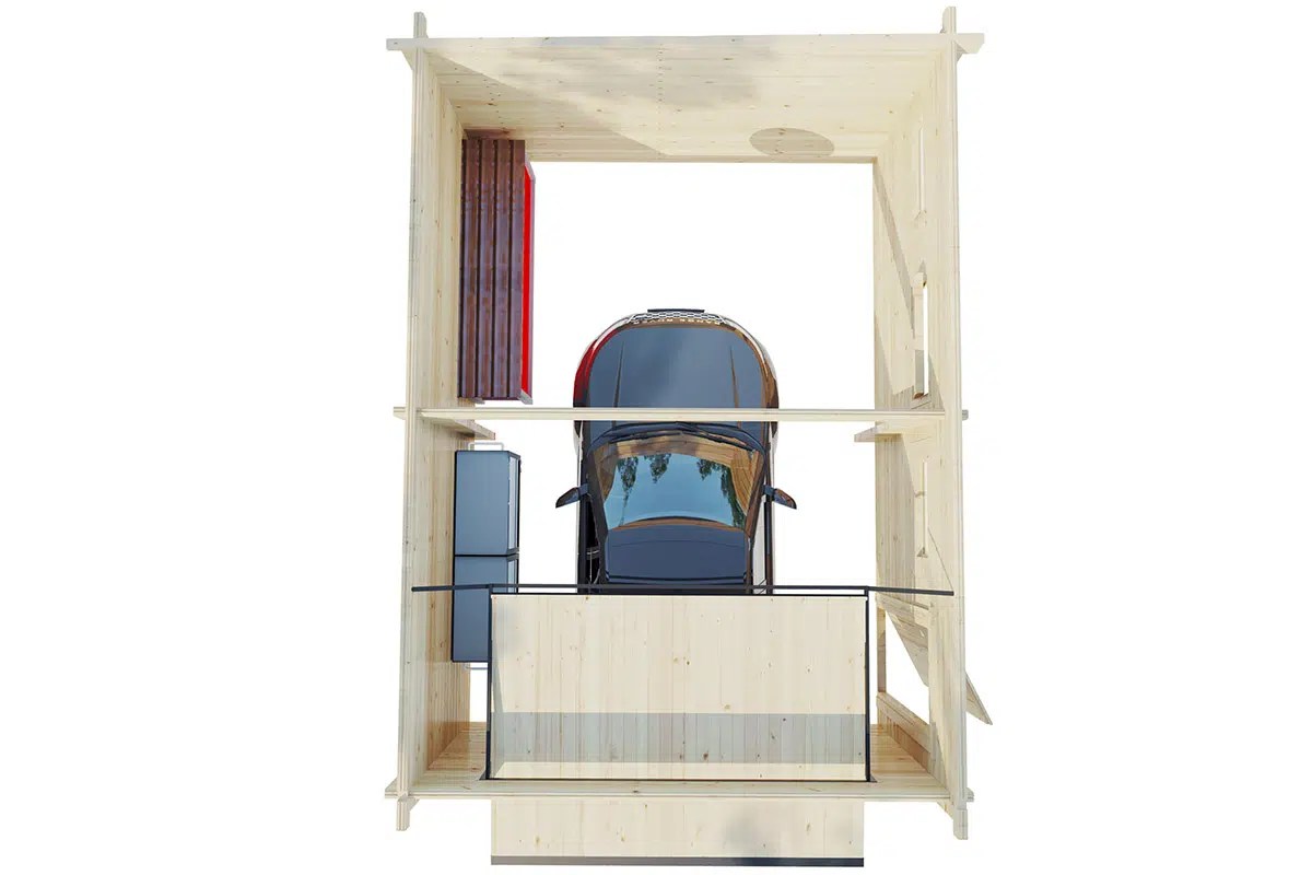 Fertiggarage mit Schwingtor “Deluxe C” 4x6m | Garage mit Schwingtor aus Holz | Holzgarage als Bausatz | Fertiggarage kaufen – Bild 2