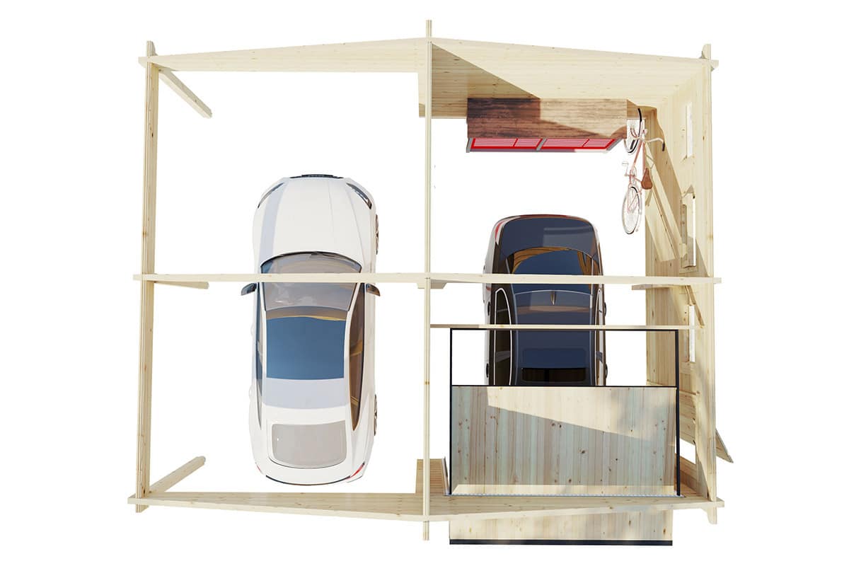 Holzgarage mit Carport “Deluxe G” 7x5m | Garage mit Carport aus Holz | 6x6m Holz-Fertiggarage kaufen | Garage kaufen – Bild 2