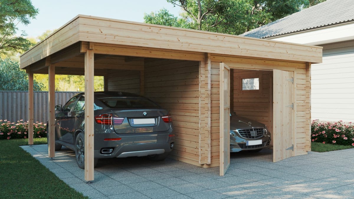 Fertiggarage mit Carport “Hansa H” 6x6m Fertiggarage mit Carport “Hansa H” 6x6m